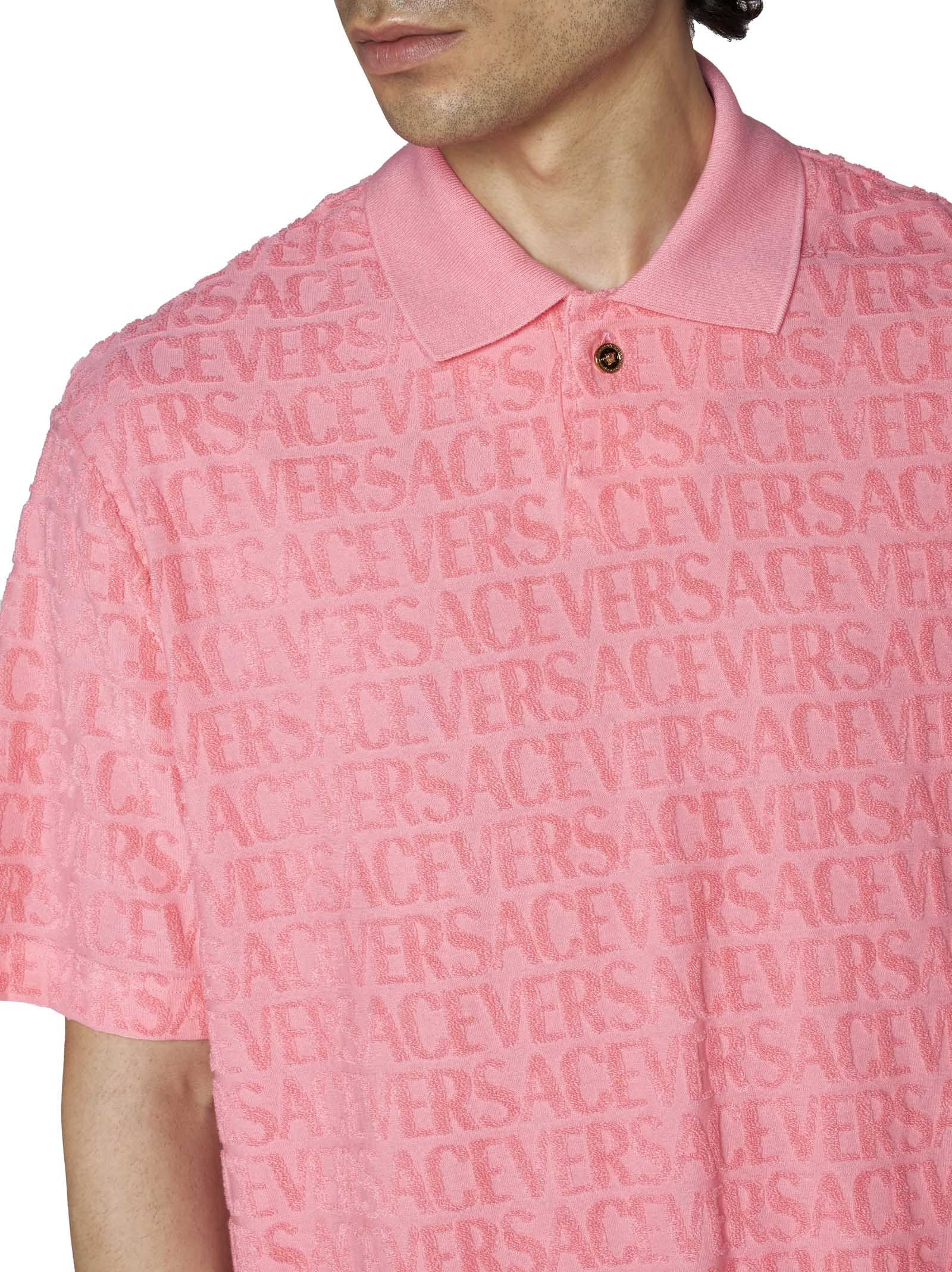 Shop Versace Polo Shirt In Pastel Pink