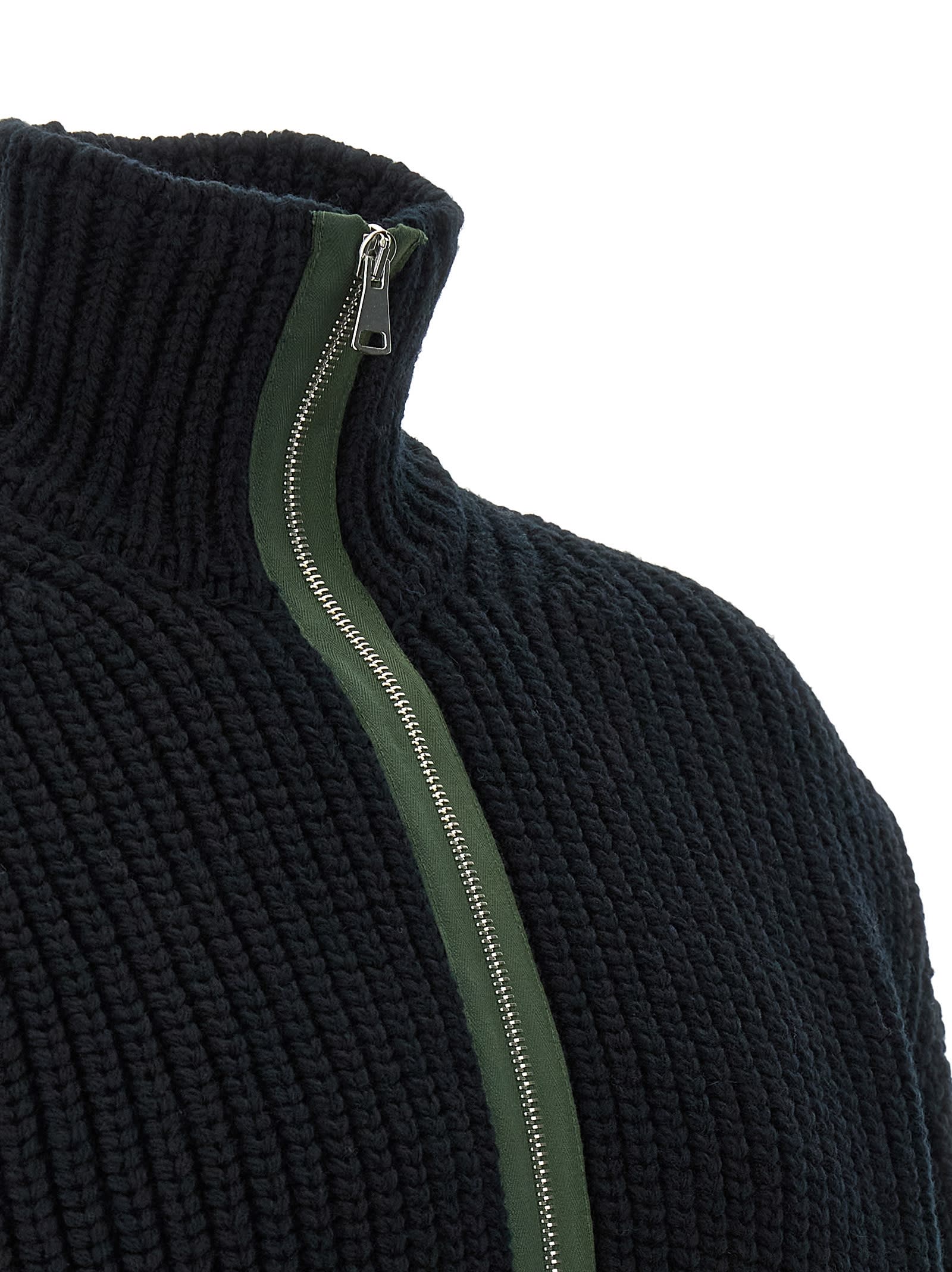 Namacheko Cardigan With Contrast Collar And Long Sleeves In Black