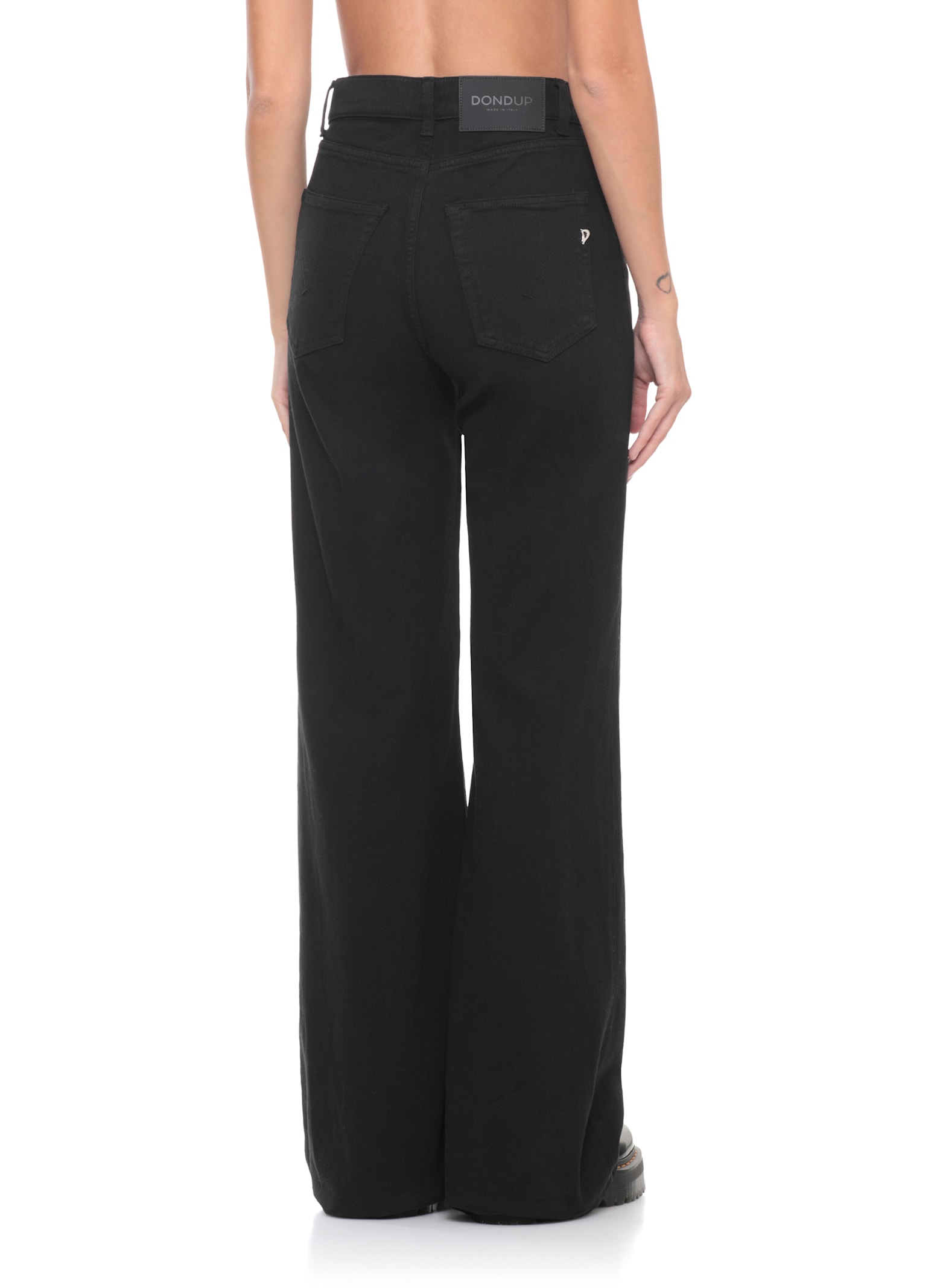 Dondup Wide-leg Palazzo Jeans Belt Loops In Black