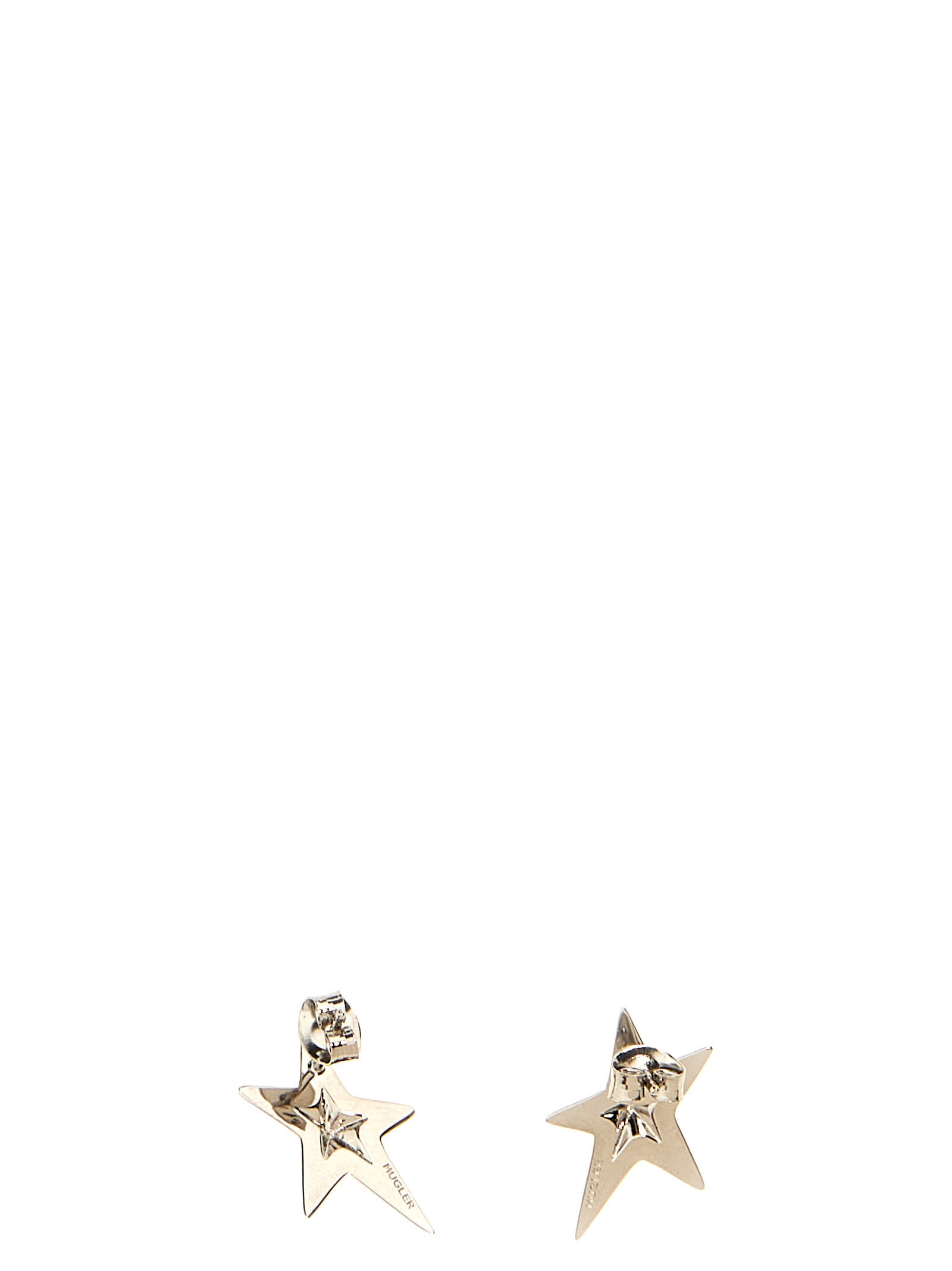 Shop Mugler Mini Star Earrings In Silver