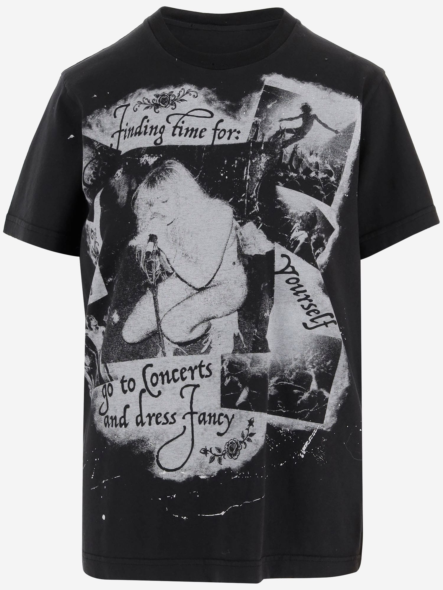 Dolce & Gabbana Graphic Print Cotton T-shirt With Ribbed Neck In Black