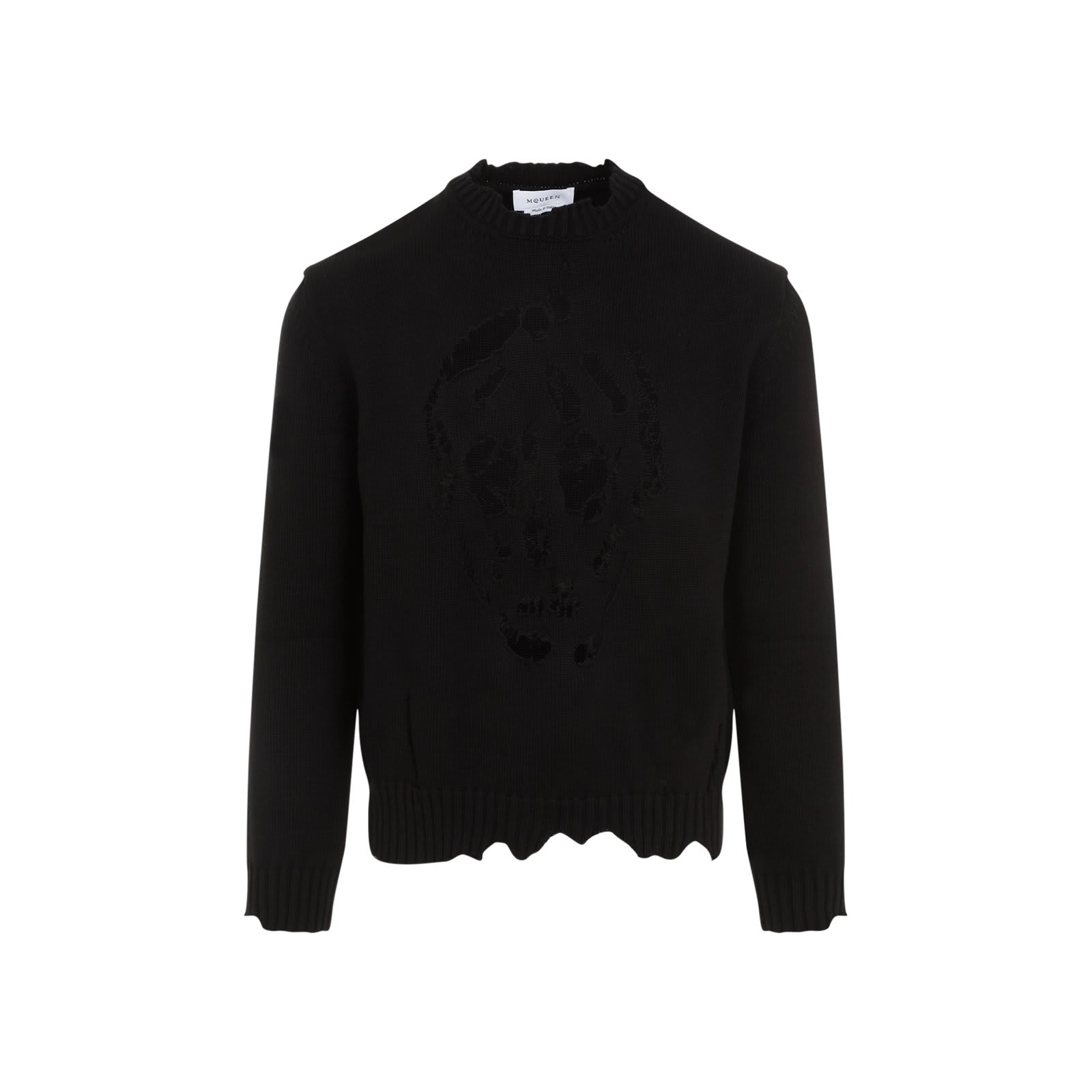 Shop Alexander Mcqueen Distressed Skull Jumper In Nero