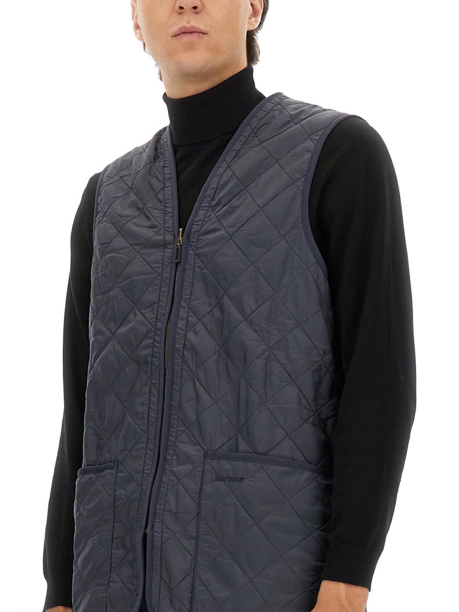 Barbour Quilted Sleeveless Vest Front Pockets In Blue