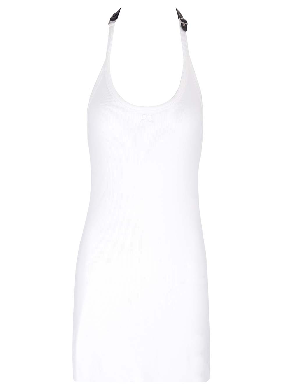 Shop Courrèges Ribbed Jersey Mini Dress In White