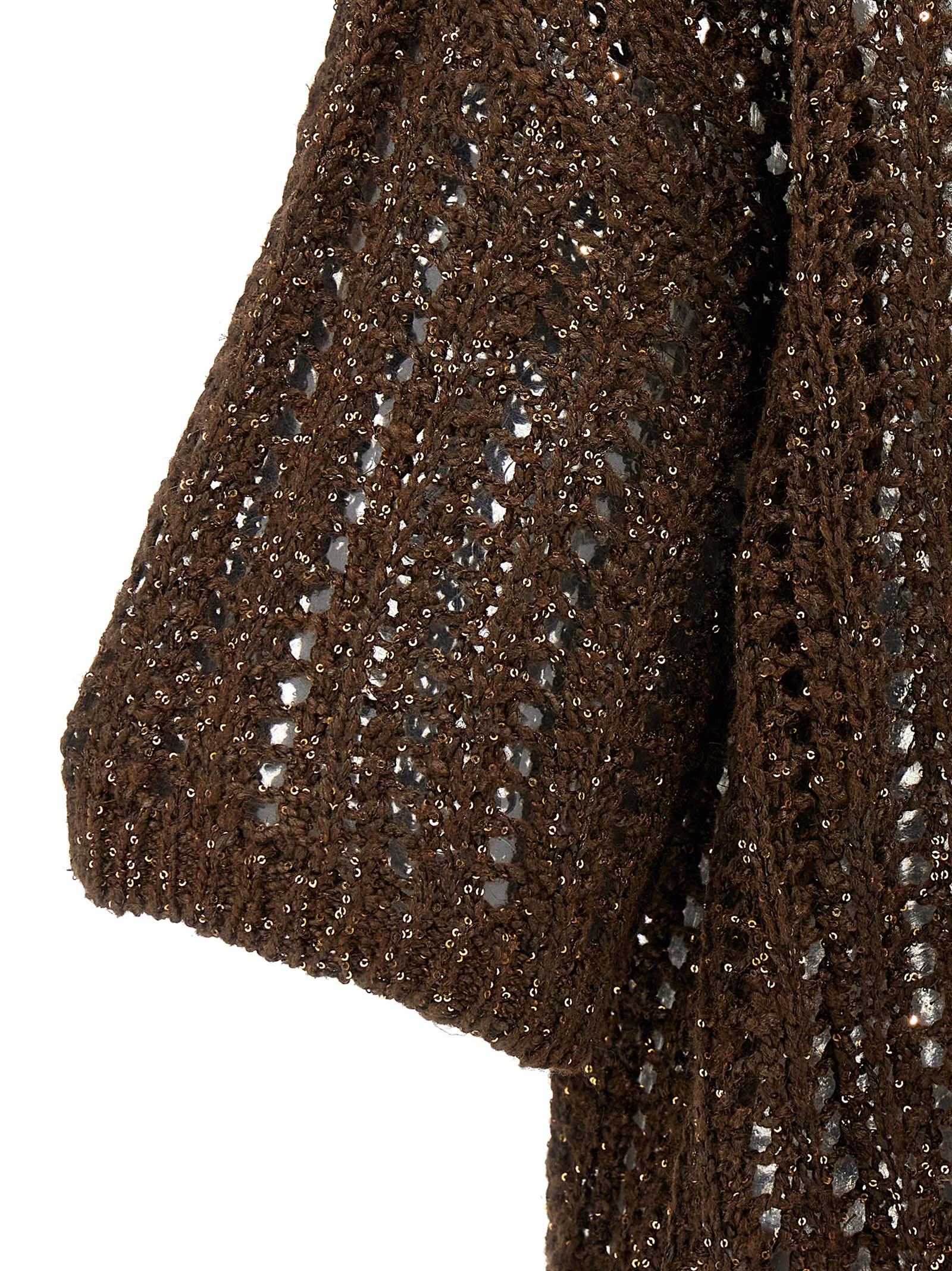 Brunello Cucinelli Sweater In Perforated Knit In Chocolate+marrone