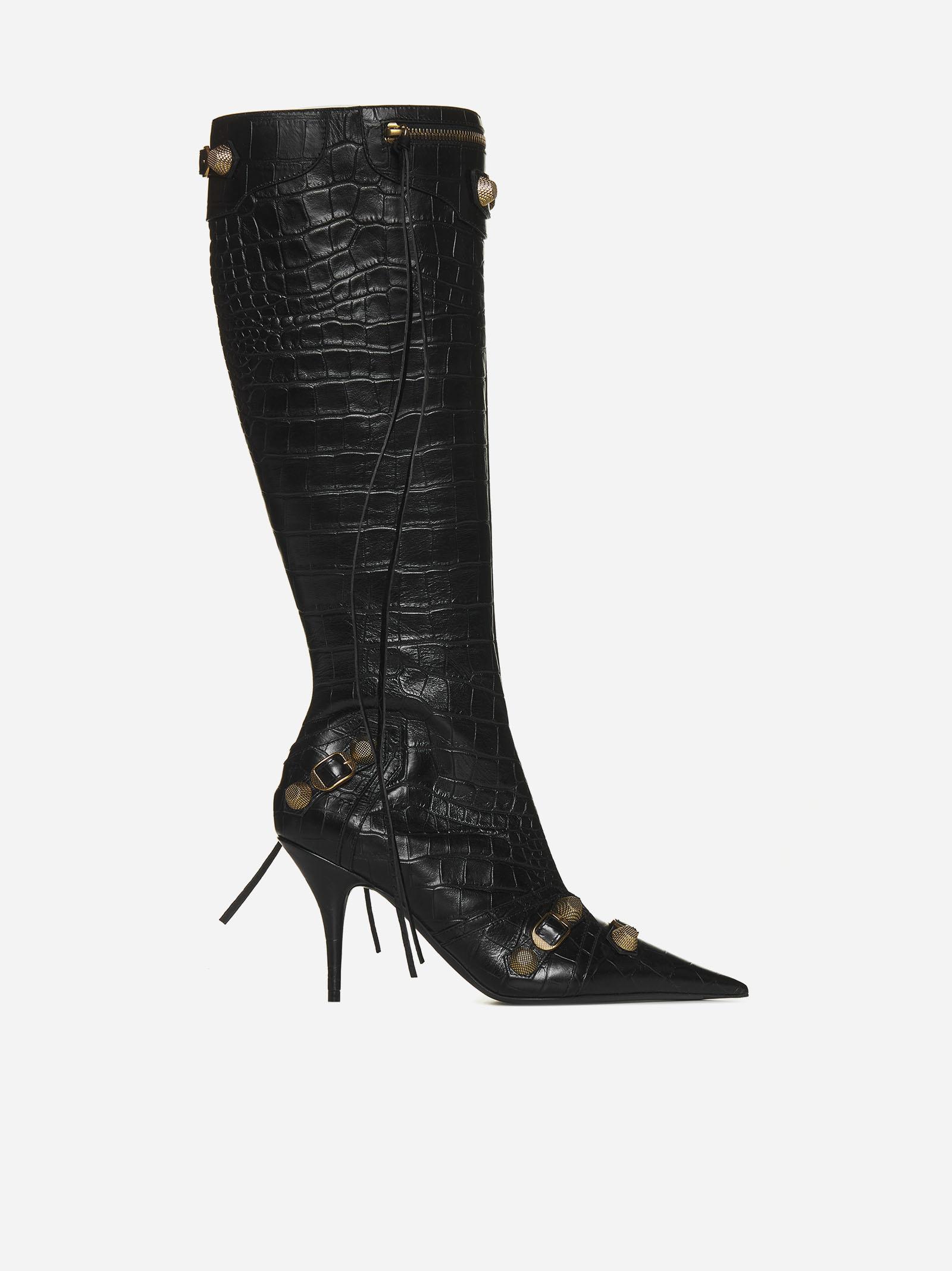 Cagole Animalier Effect Leather Boots