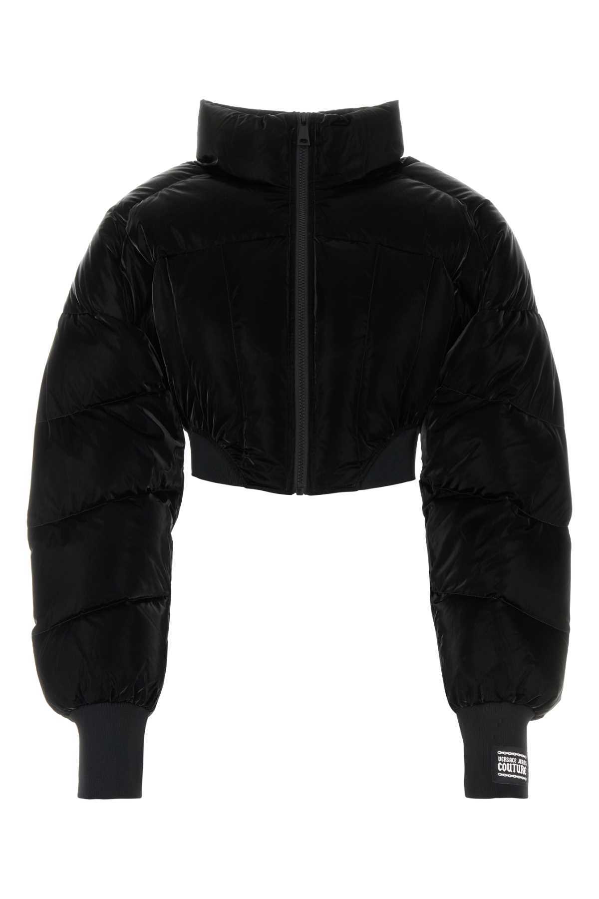 Shop Versace Jeans Couture Black Polyester Down Jacket In 899