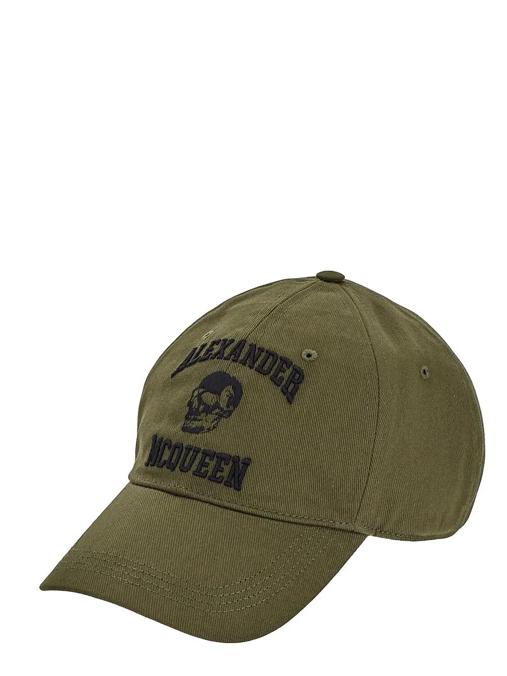 Shop Alexander Mcqueen Varsity Logo And Skull Baseball Cap In Kaki