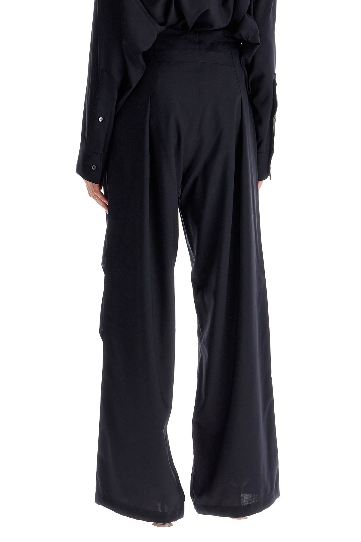 Shop Darkpark Daisy Wool Trousers In Cool Fabric In Blue Navy