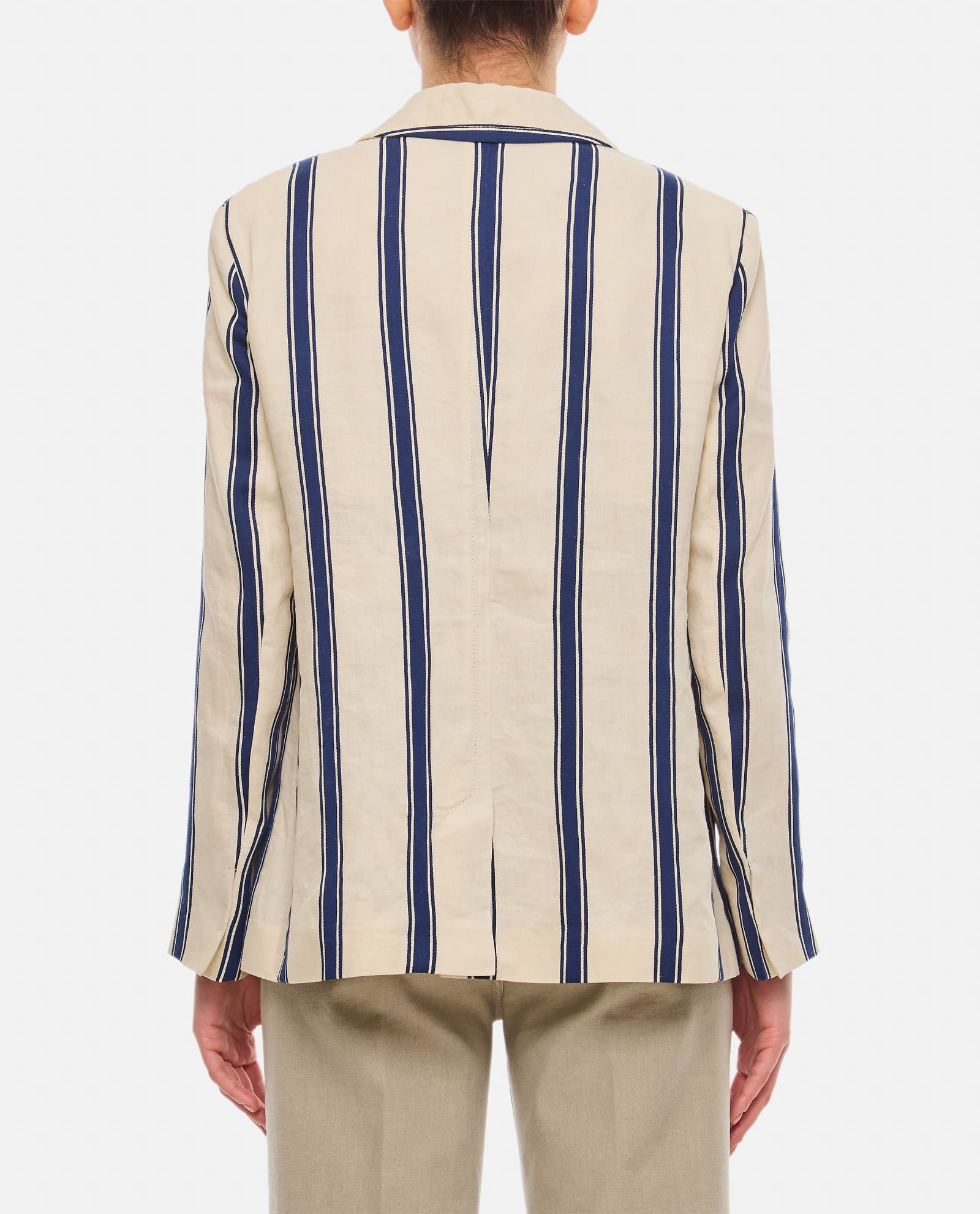 Shop 's Max Mara Milva Striped Linen Jacket In White