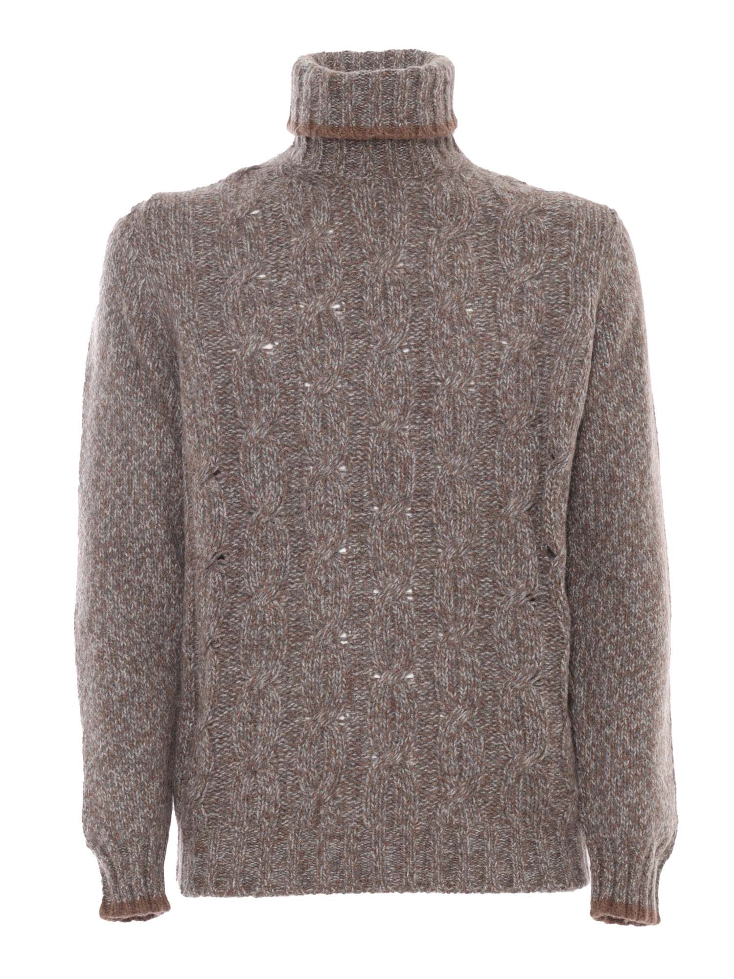 Shop Fedeli Turtle-neck L/s Knitted Sweater Man In Multicolor