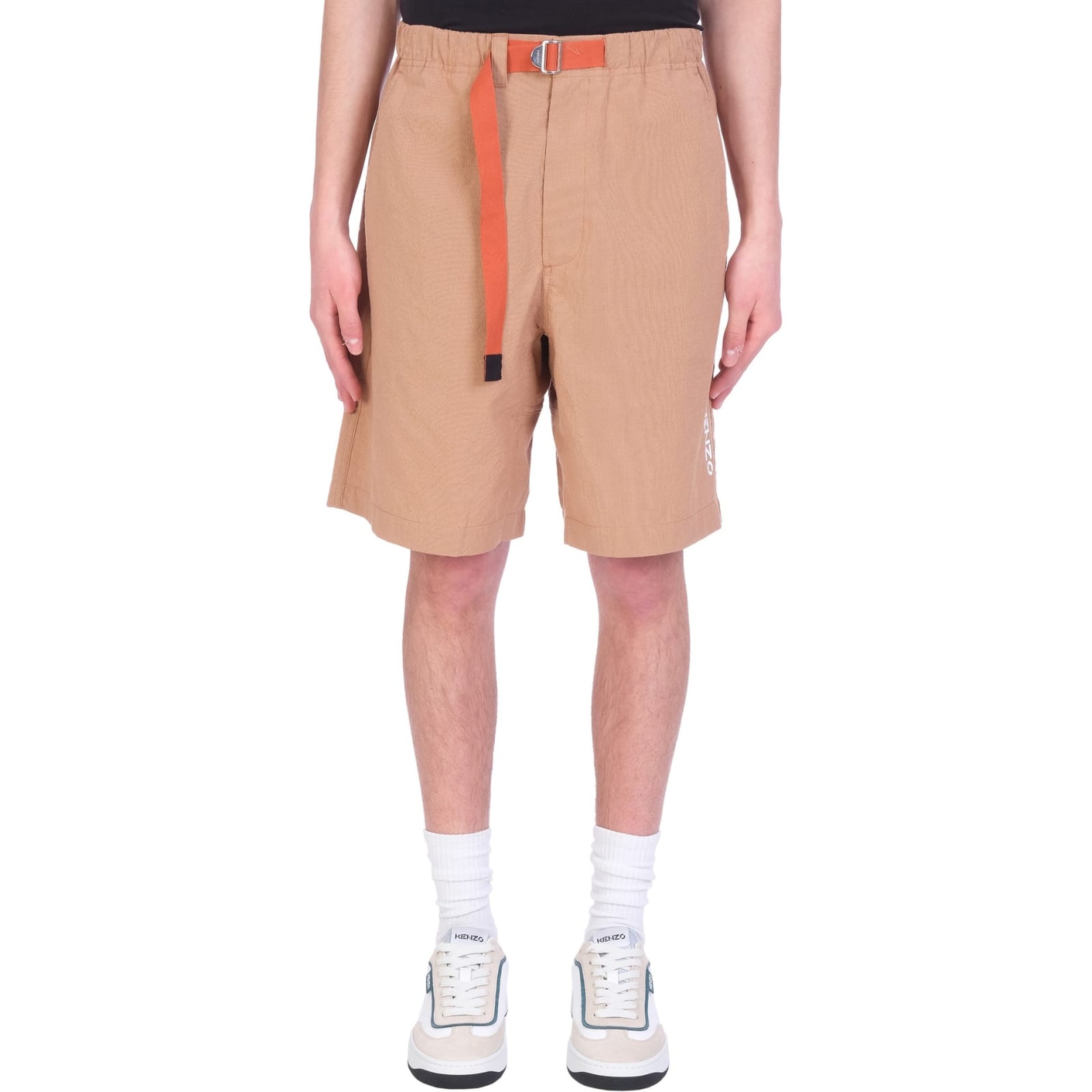 Shop Kenzo Cotton Bermuda Shorts In Brown