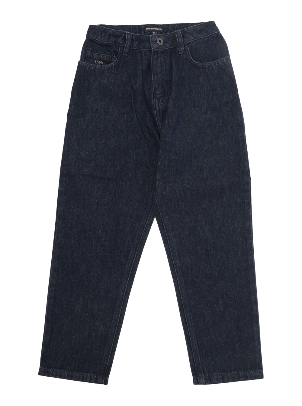 EMPORIO ARMANI BLUE FIVE-POCKET JEANS WITH LOGO DETAIL IN DENIM BOY 