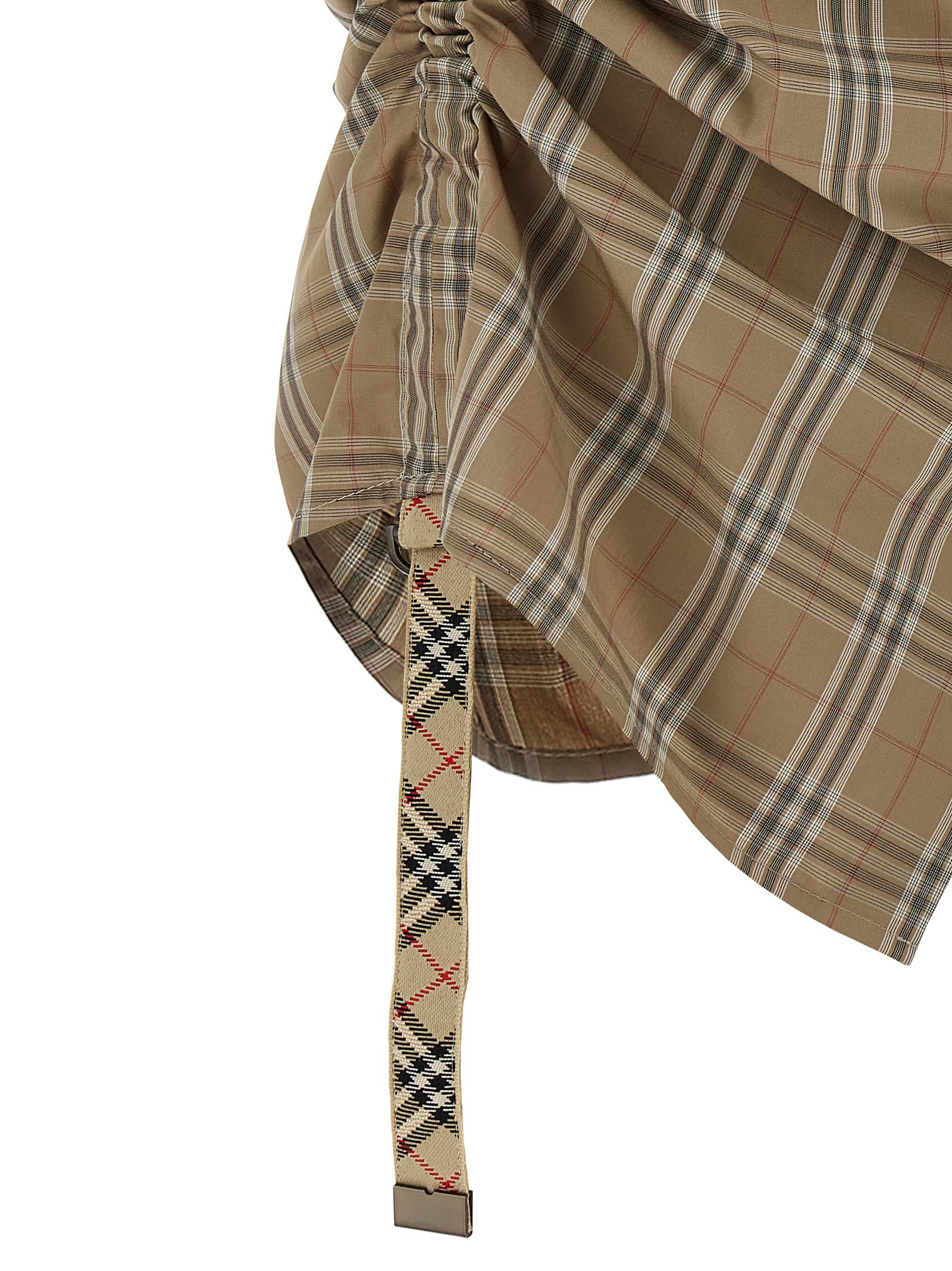 Burberry Check Shirt With Short Sleeves And Adjustable Side Ties In Multicolor