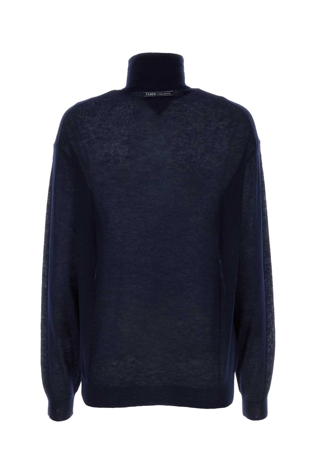 Shop Prada Navy Blue Cashmere See-through Sweater In Bleu