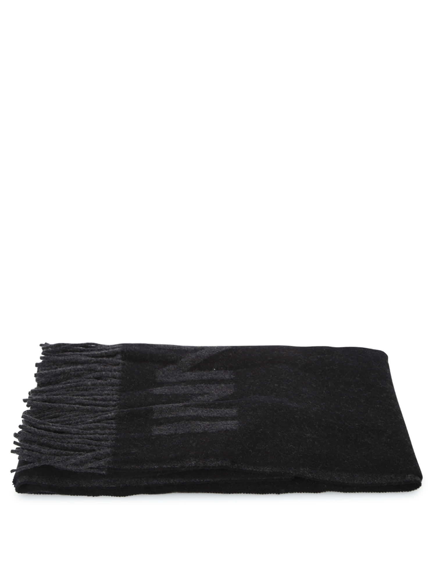 Shop Ganni Wool Scarf In Black