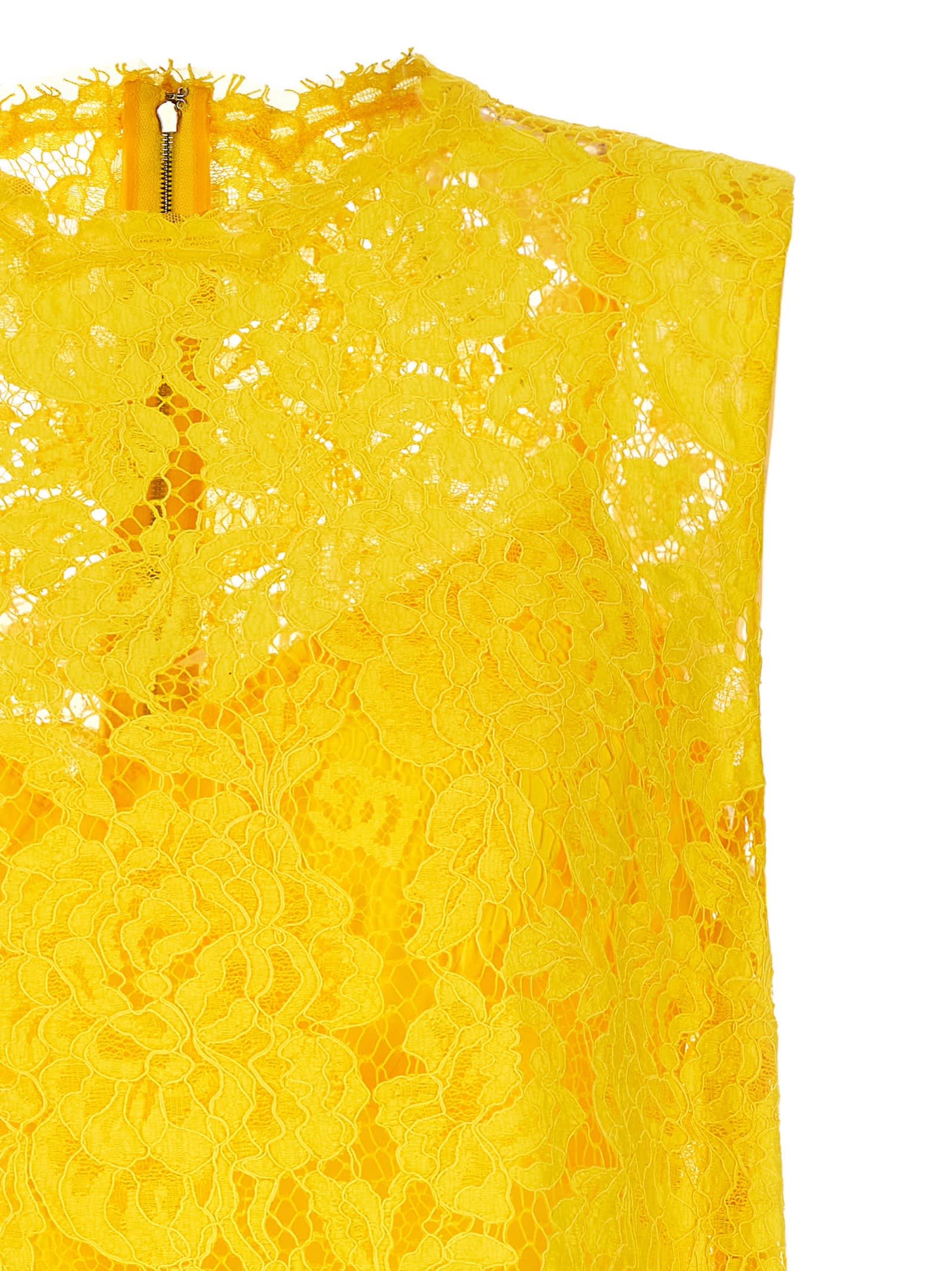 Shop Dolce & Gabbana Lace Top In Giallo