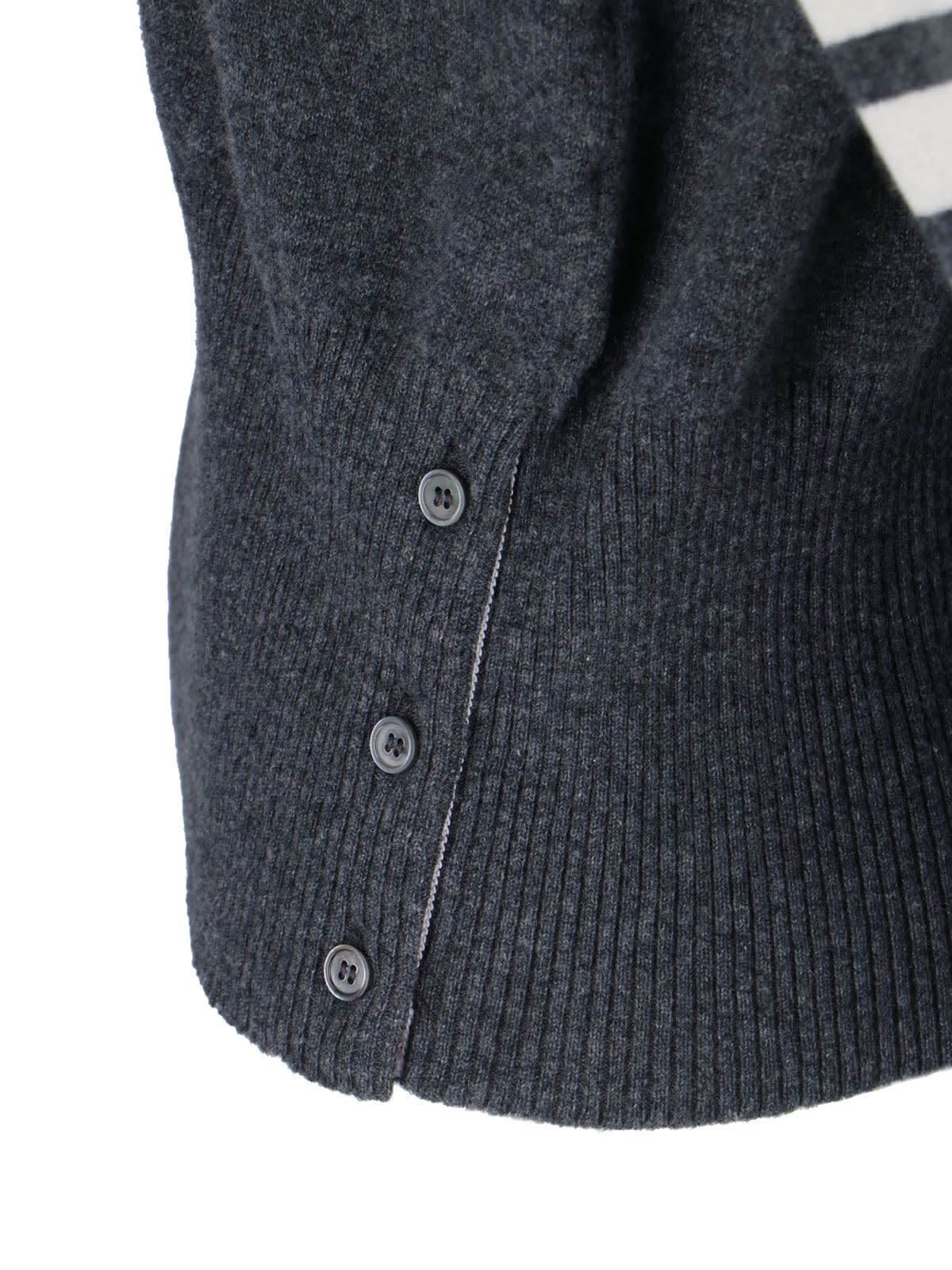 Thom Browne Crewneck Sweater With Ribbed Cuffs And Striped Sleeve