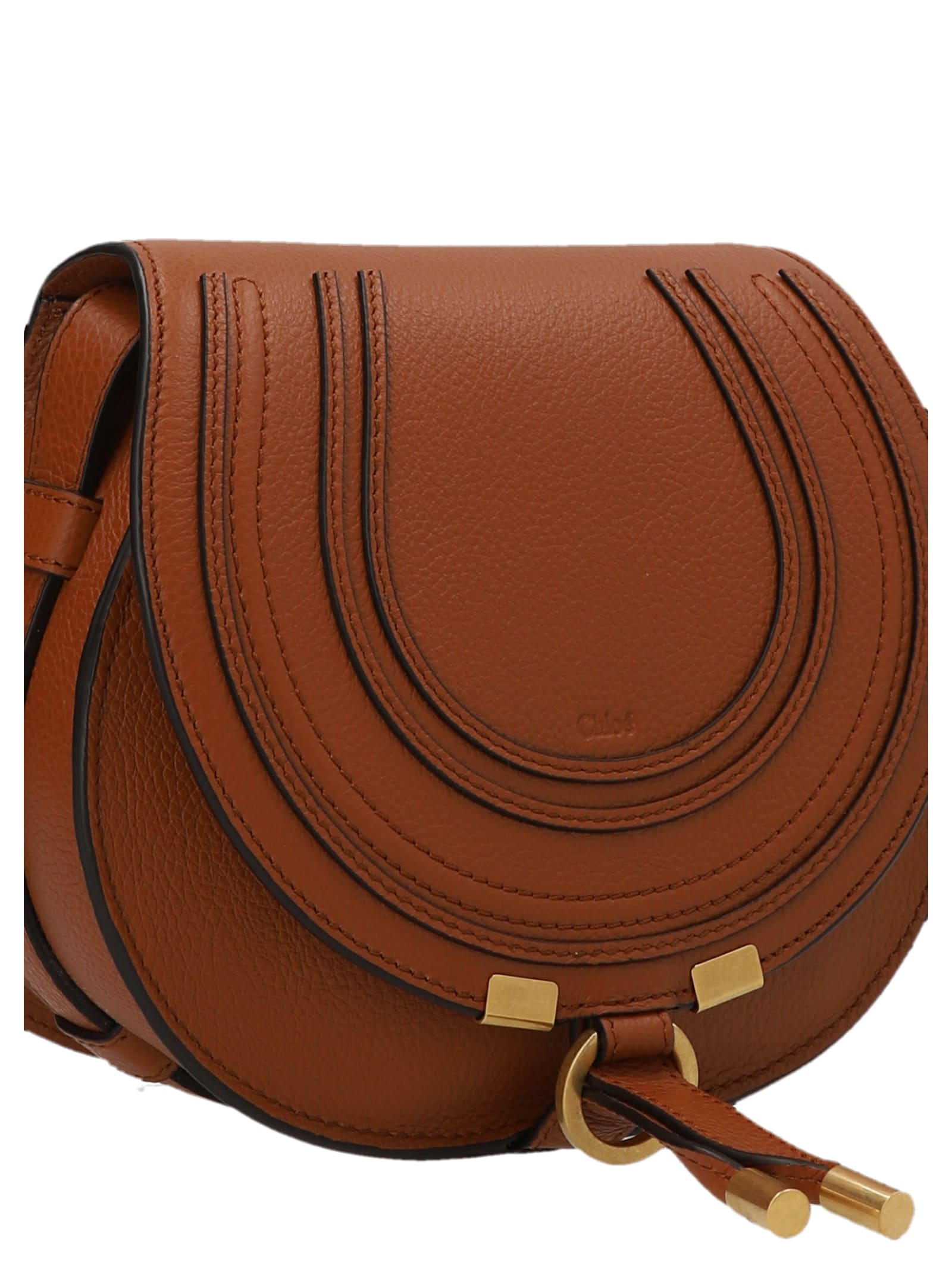 Shop Chloé Saddle Marcie Small Crossbody Bag In M Tan