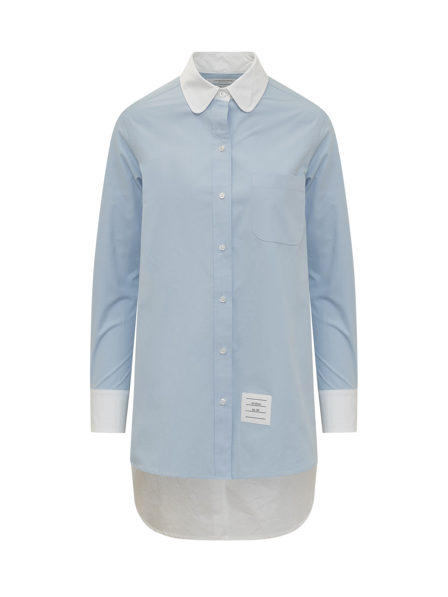 Shop Thom Browne Long Shirt In Light Blue
