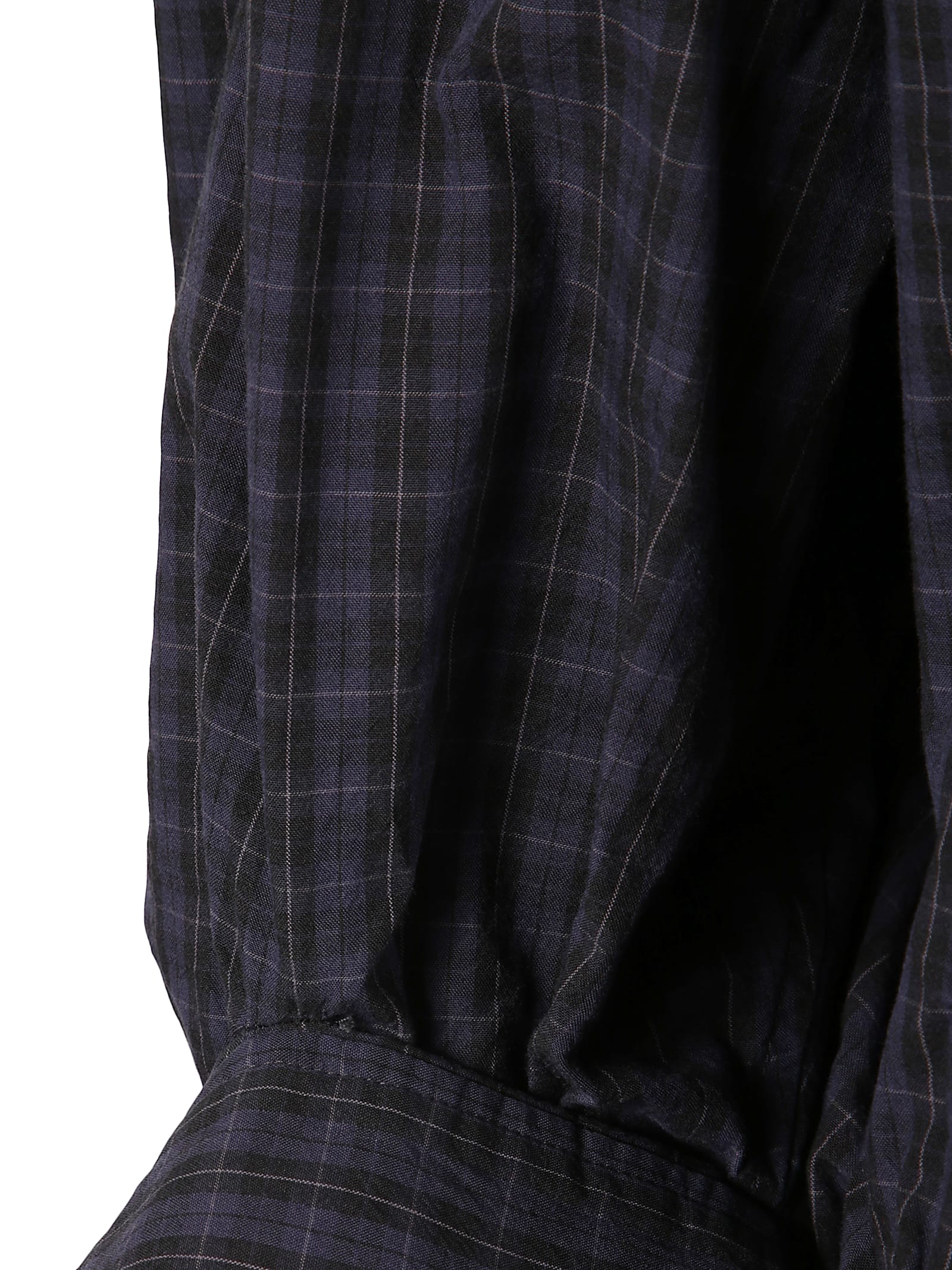 Alexander Wang Cropped Checkered Shirt With Puff Sleeves In Black