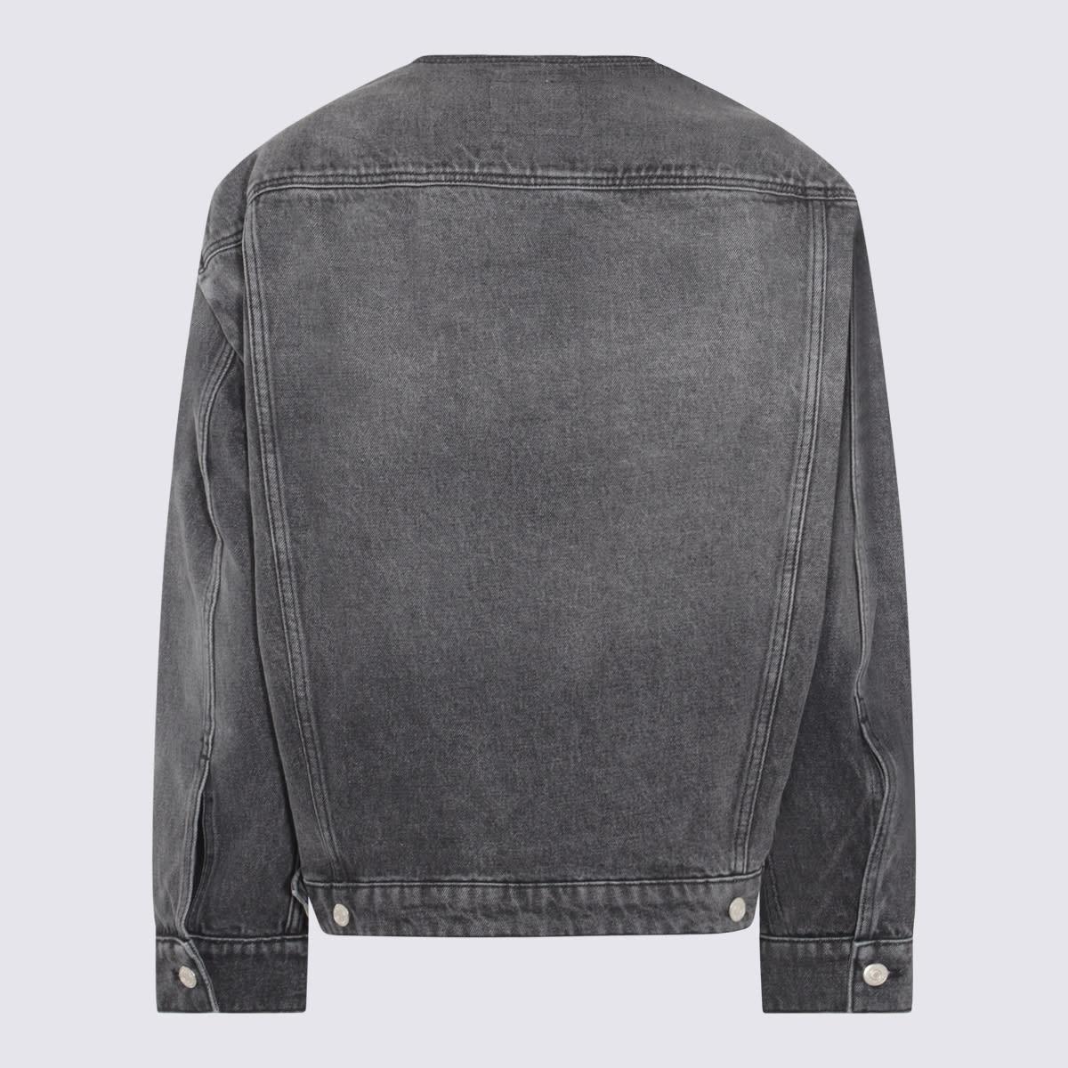 Shop Courrèges Grey Cotton Denim Jacket In Stone Washed Grey
