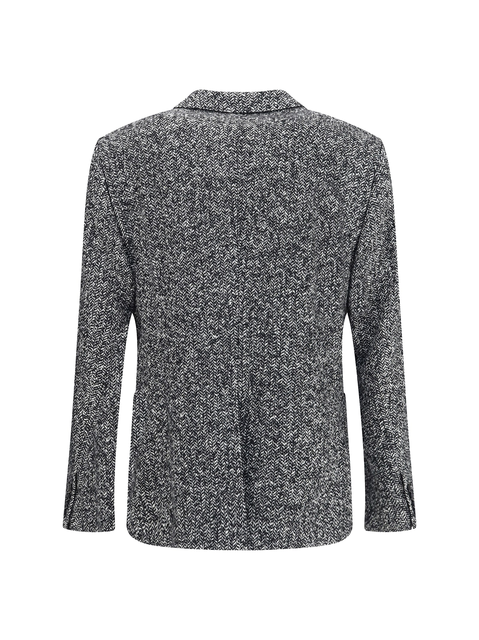 Dolce & Gabbana Men Portofino Double-breasted Jacket With Chevron Pattern In Gray