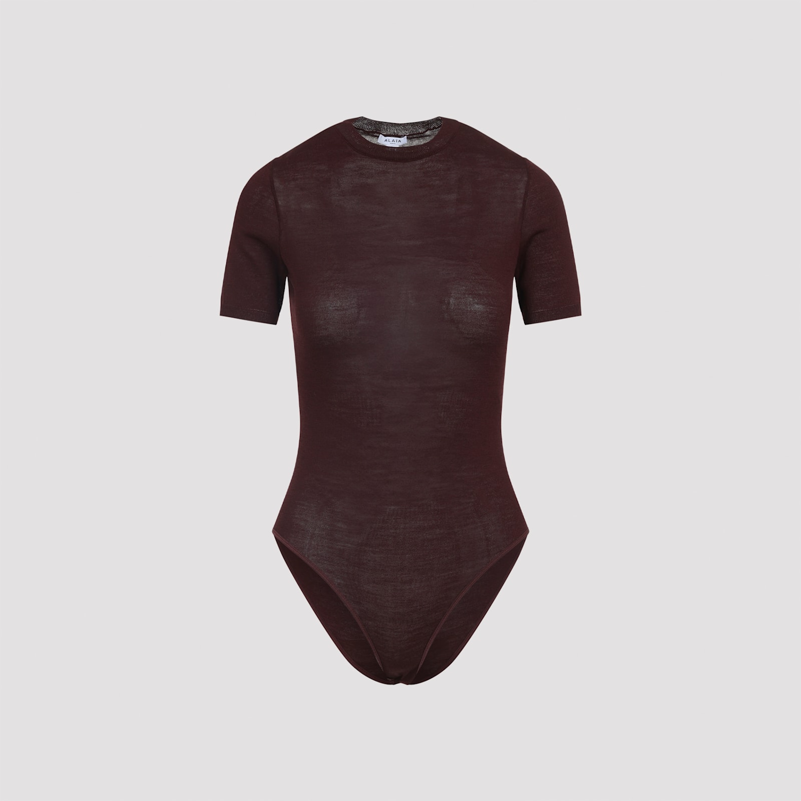 Alaïa Wool-blend Crewneck Bodysuit Top In Brown