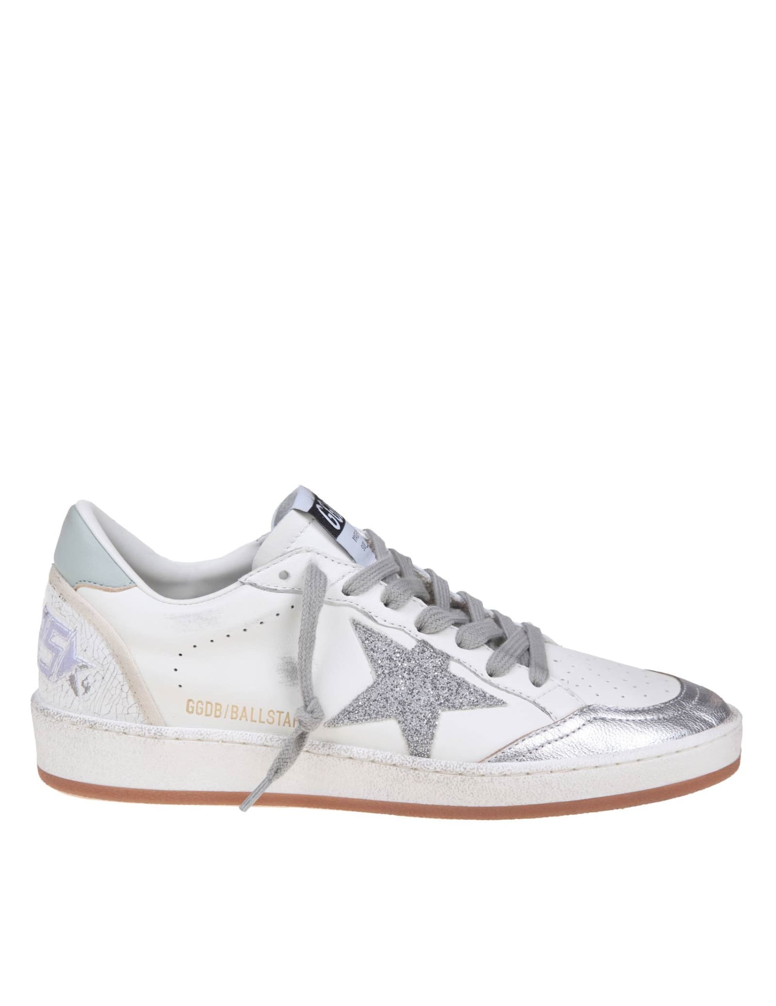 Shop Golden Goose Ballstar In White And Silver Leather In White/silver