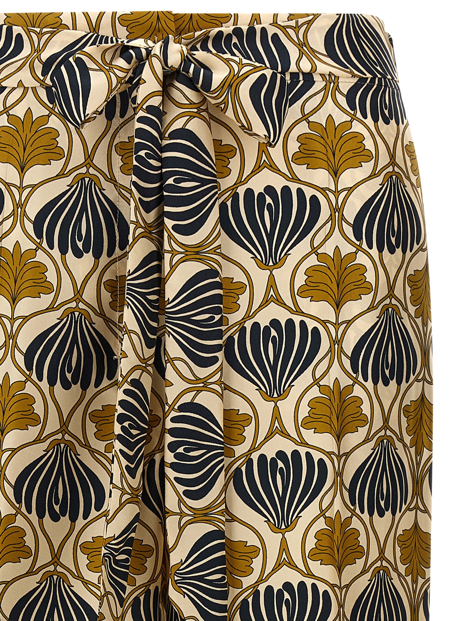 Max Mara Silk Printed Wide-leg Trousers In Multi