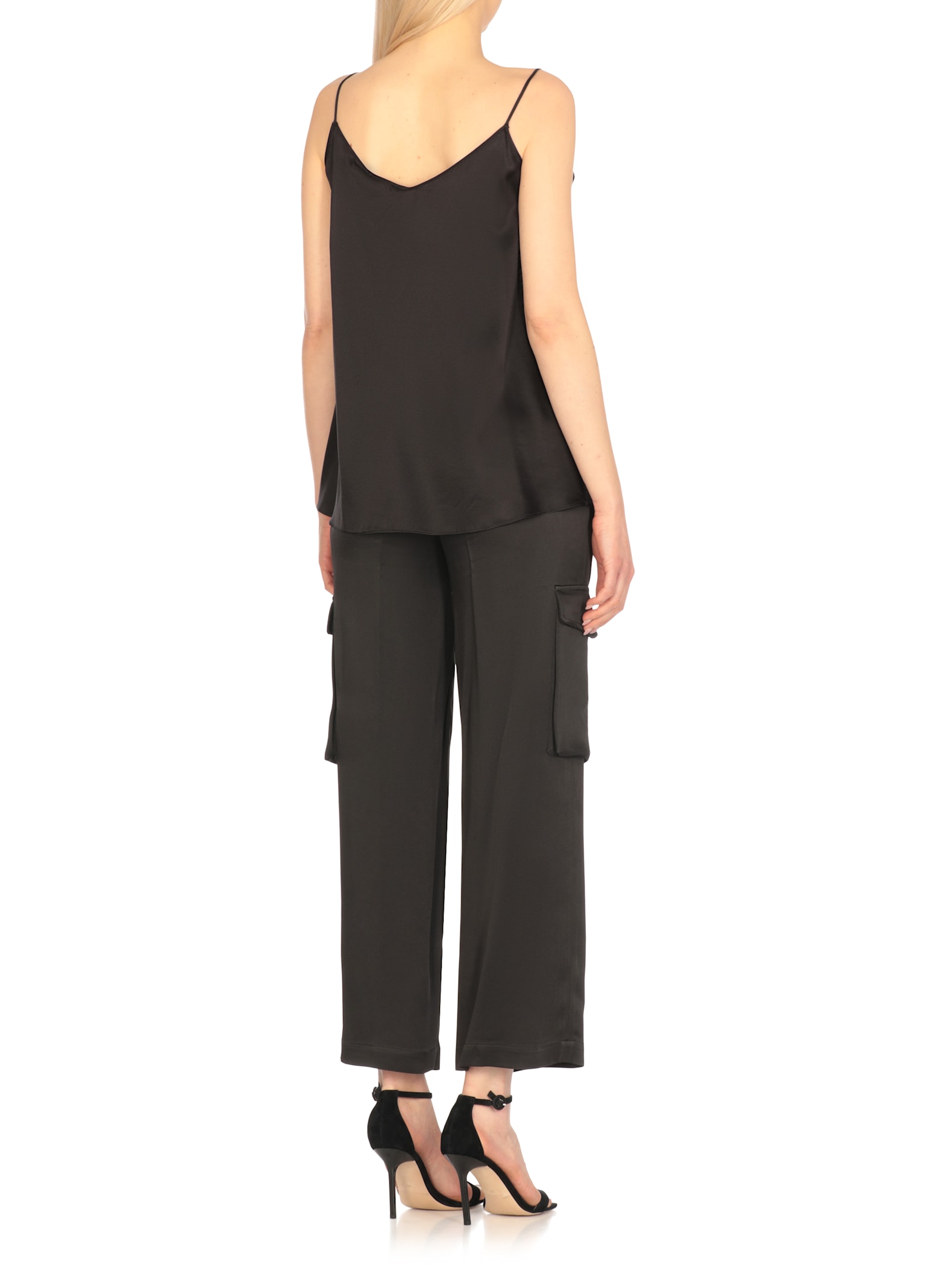 Antonelli 'abe' Black Sleeveless Top With Spaghetti Straps And V Neck