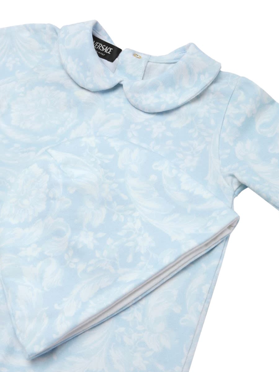 Shop Versace Gift Set 2 Pcs Baroque Newborn Jersey In Azure