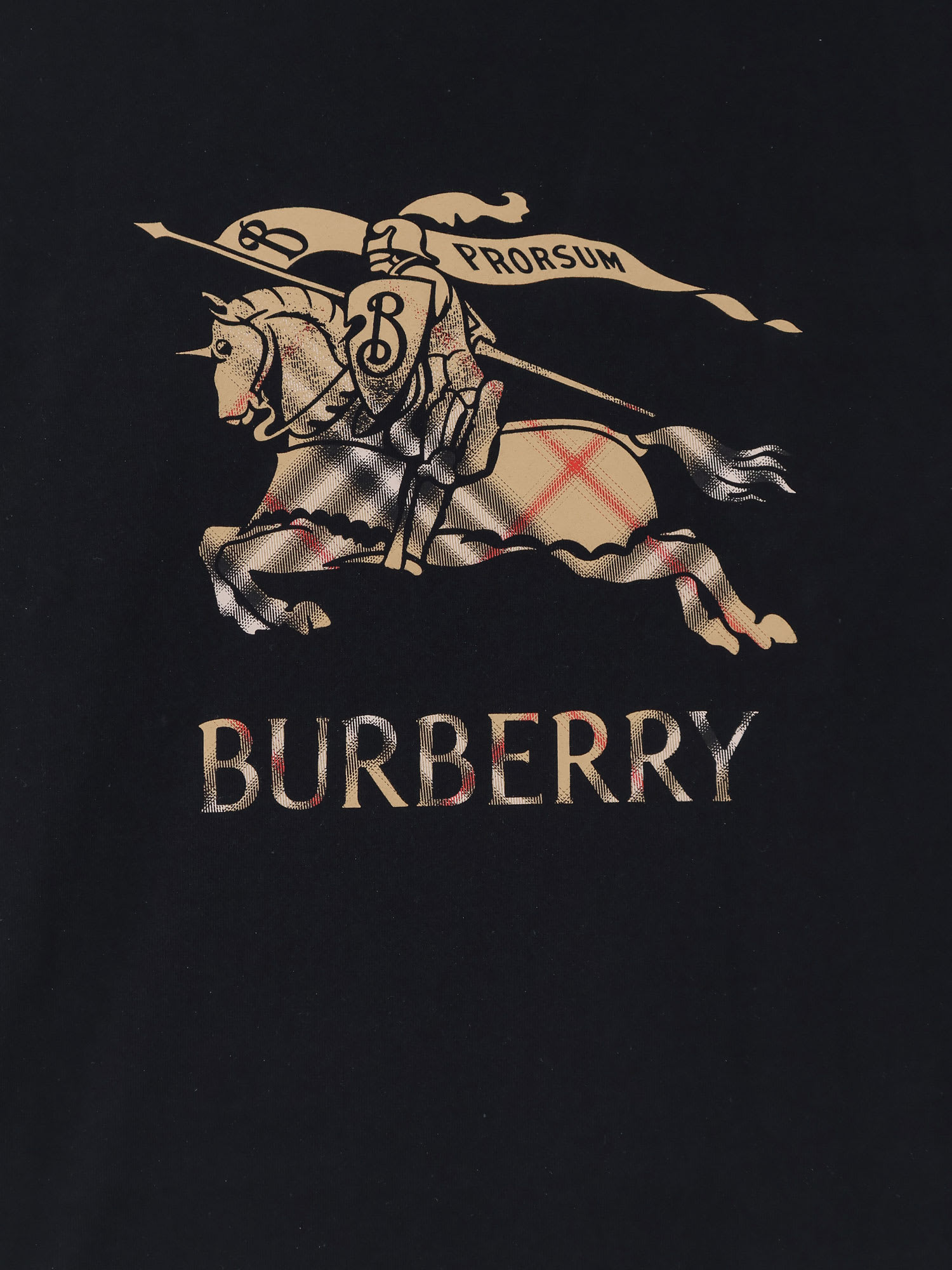 Burberry Men Black Crewneck T-shirt With Ekd And Logo Lettering Embroidery On The Front In Cotton Ma In Black