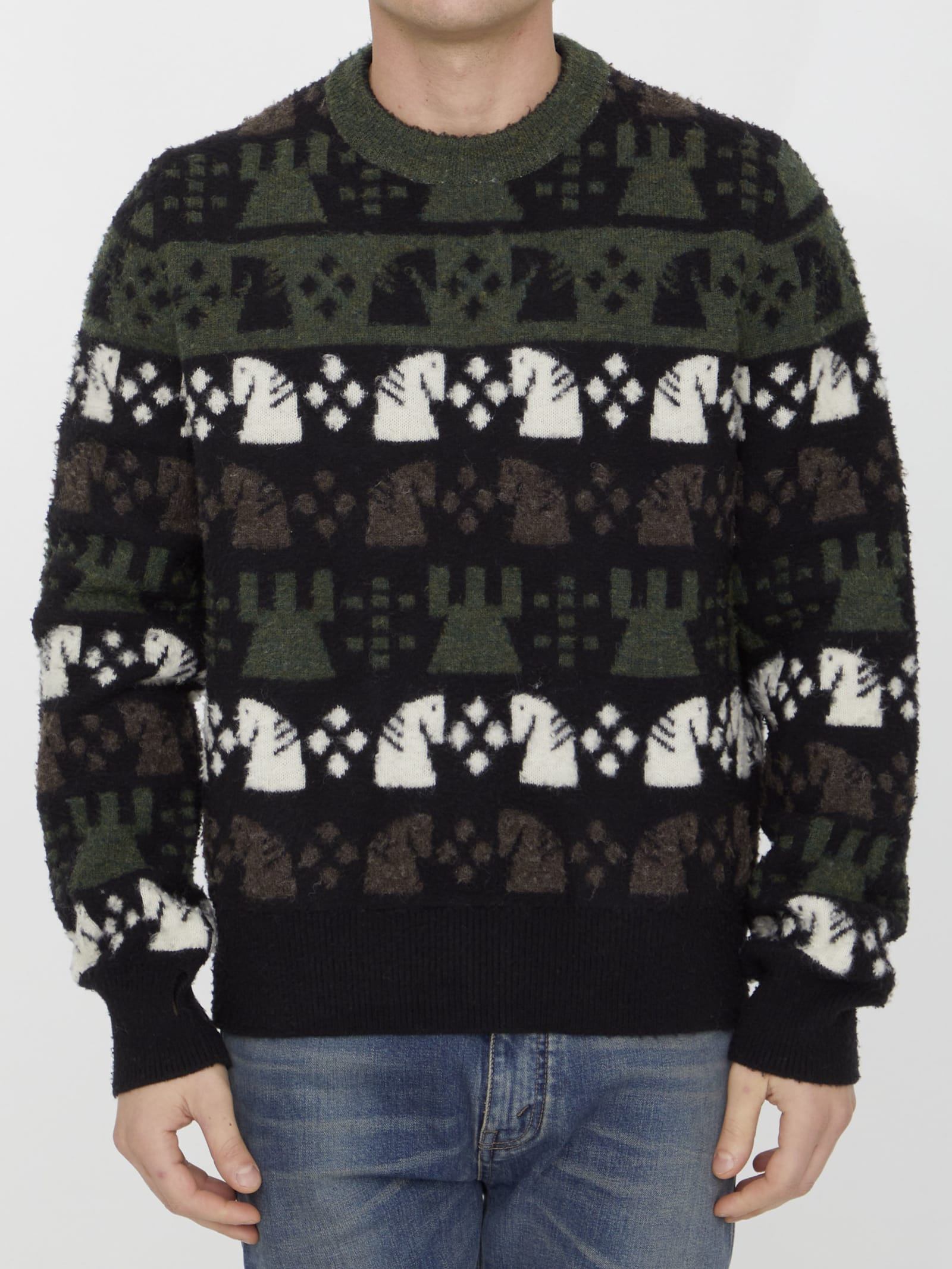 Burberry Chess Pattern Sweater In Green