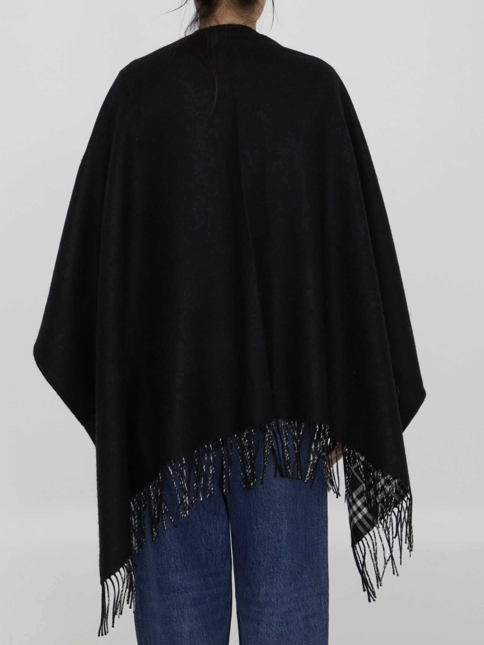 Shop Burberry Wool Cape In Black