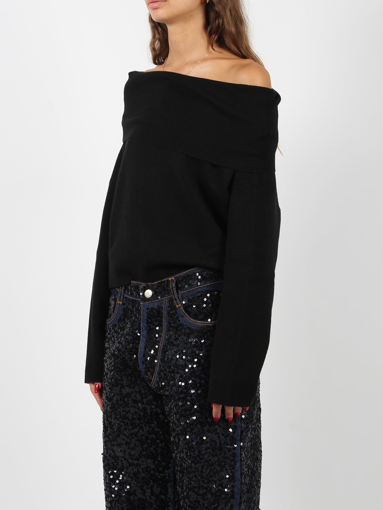 P.a.r.o.s.h Boat Neck Sweater In Black
