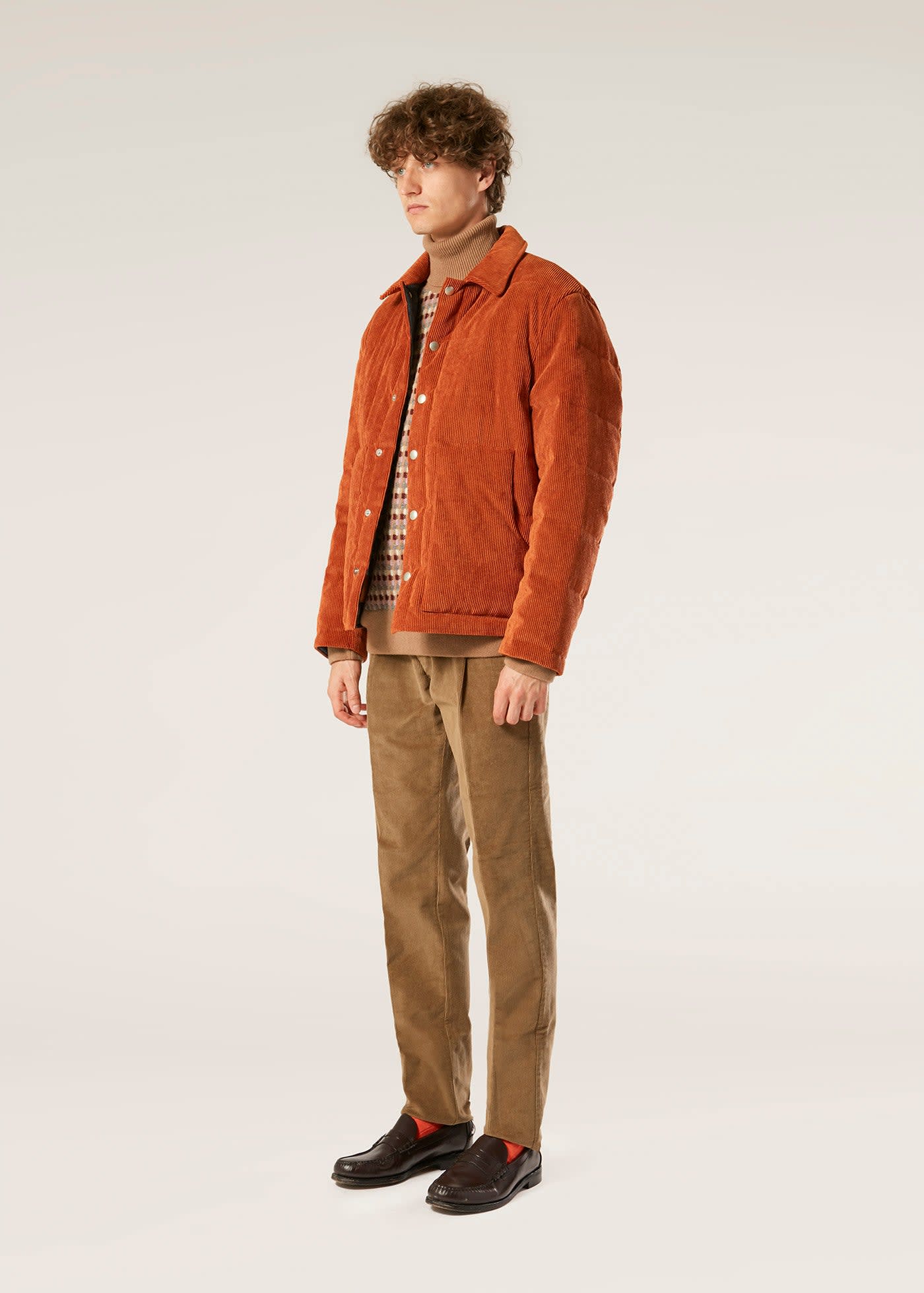 Shop Doppiaa Aalofi Copper Corduroy Jacket