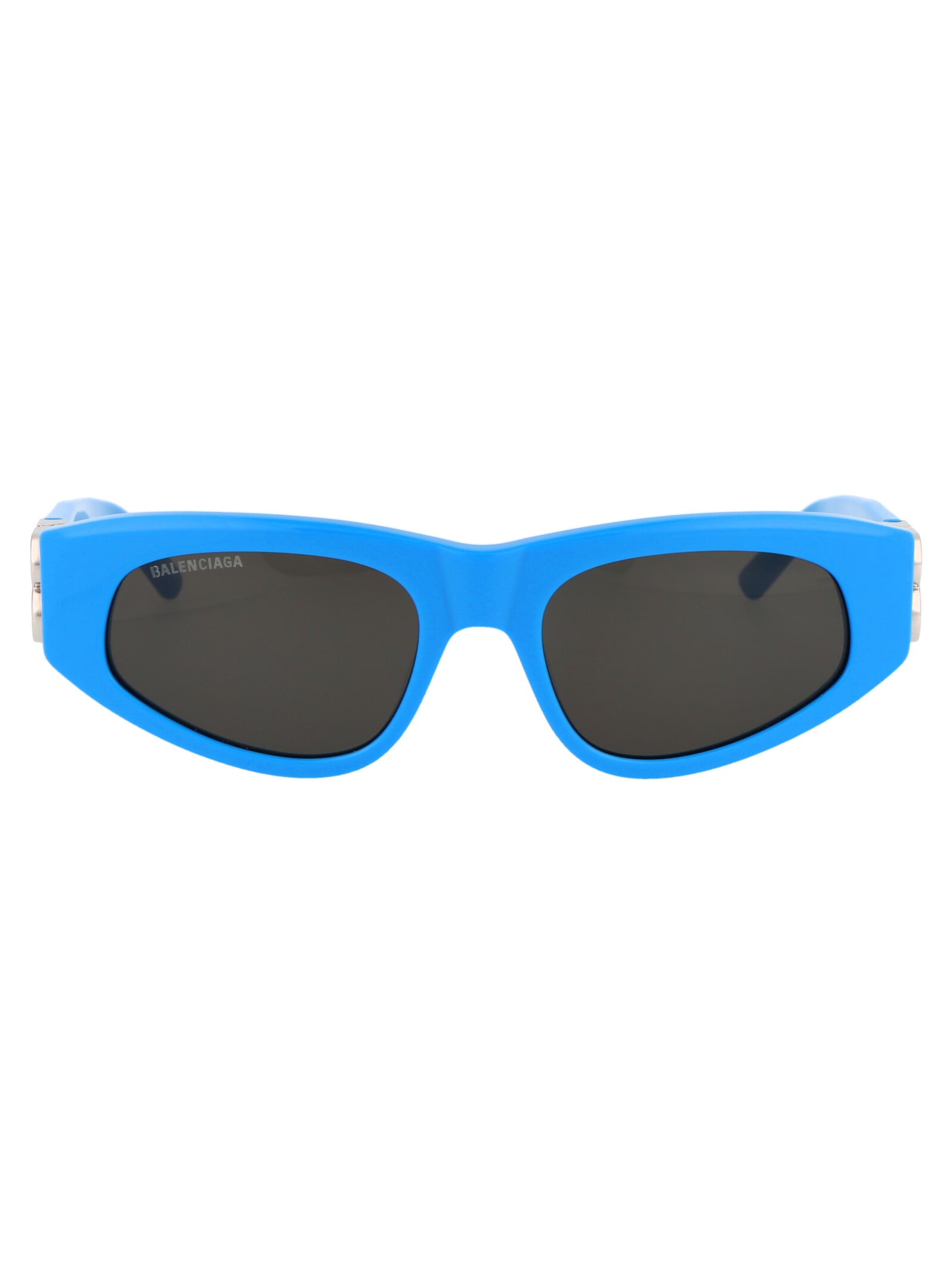 Shop Balenciaga Bb0095s Sunglasses In 011 Light Blue Silver Grey