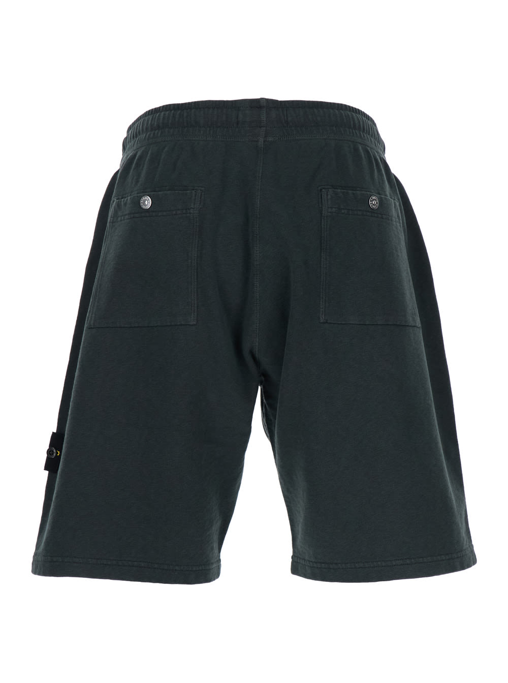 Shop Stone Island Grey Shorts With Elastic Drawstring Waist And Logo Patch On The Front In Cotton Man