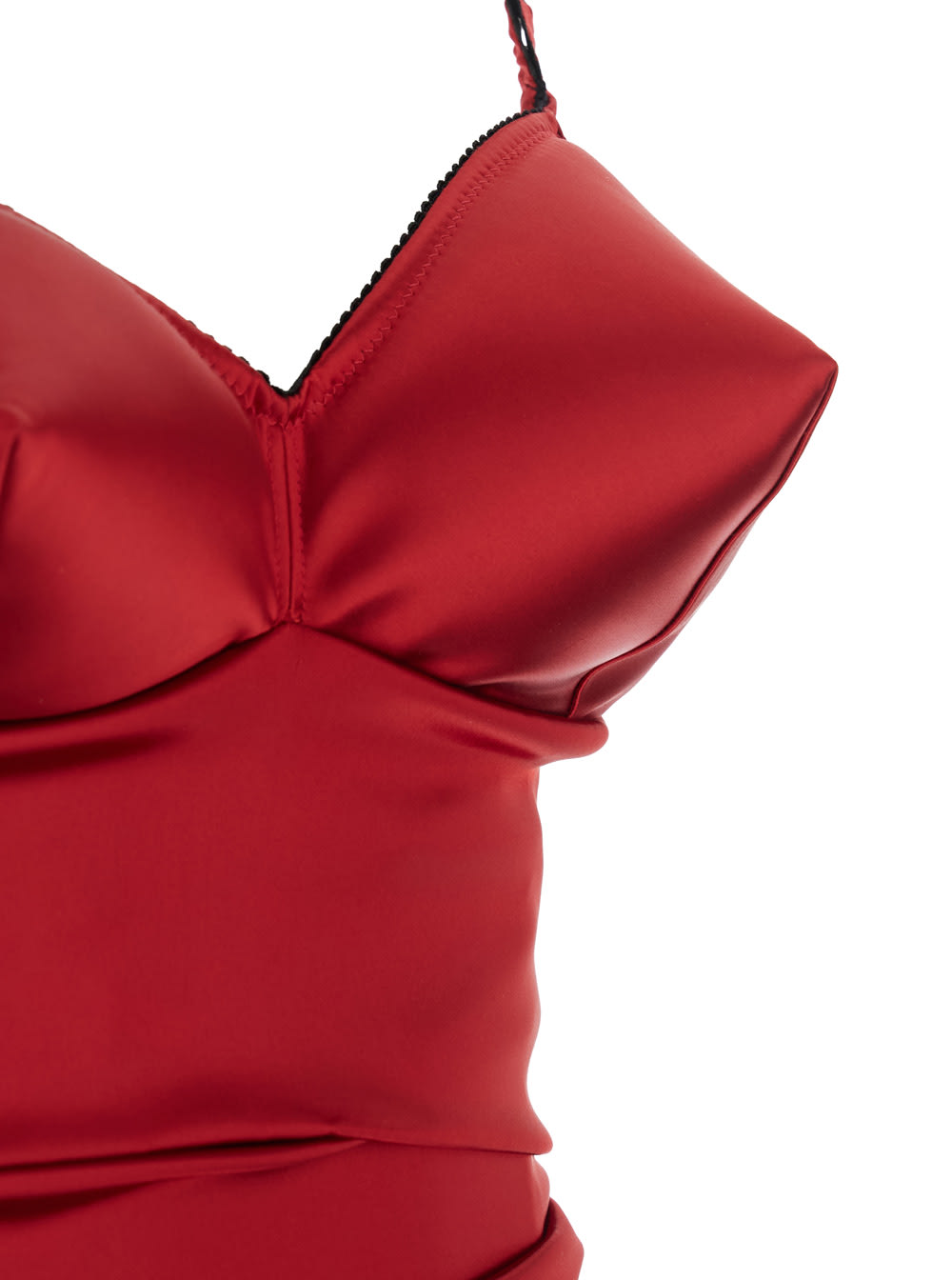 Dolce & Gabbana Red Dress With Bustier Design And Ruffled Details In Fabric Woman In Red