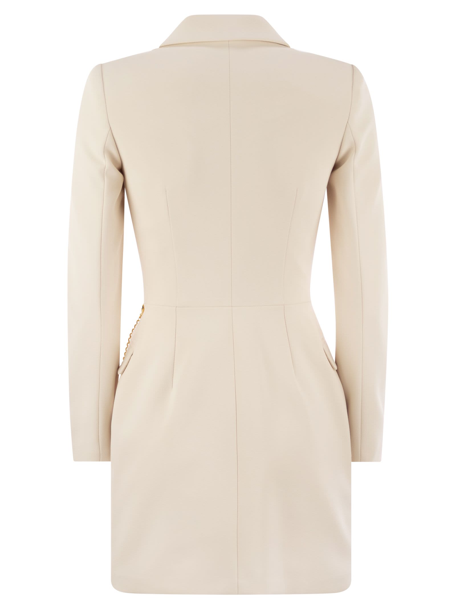 Shop Elisabetta Franchi Robe Manteau In Stretch Crepe With Belt  In Butter