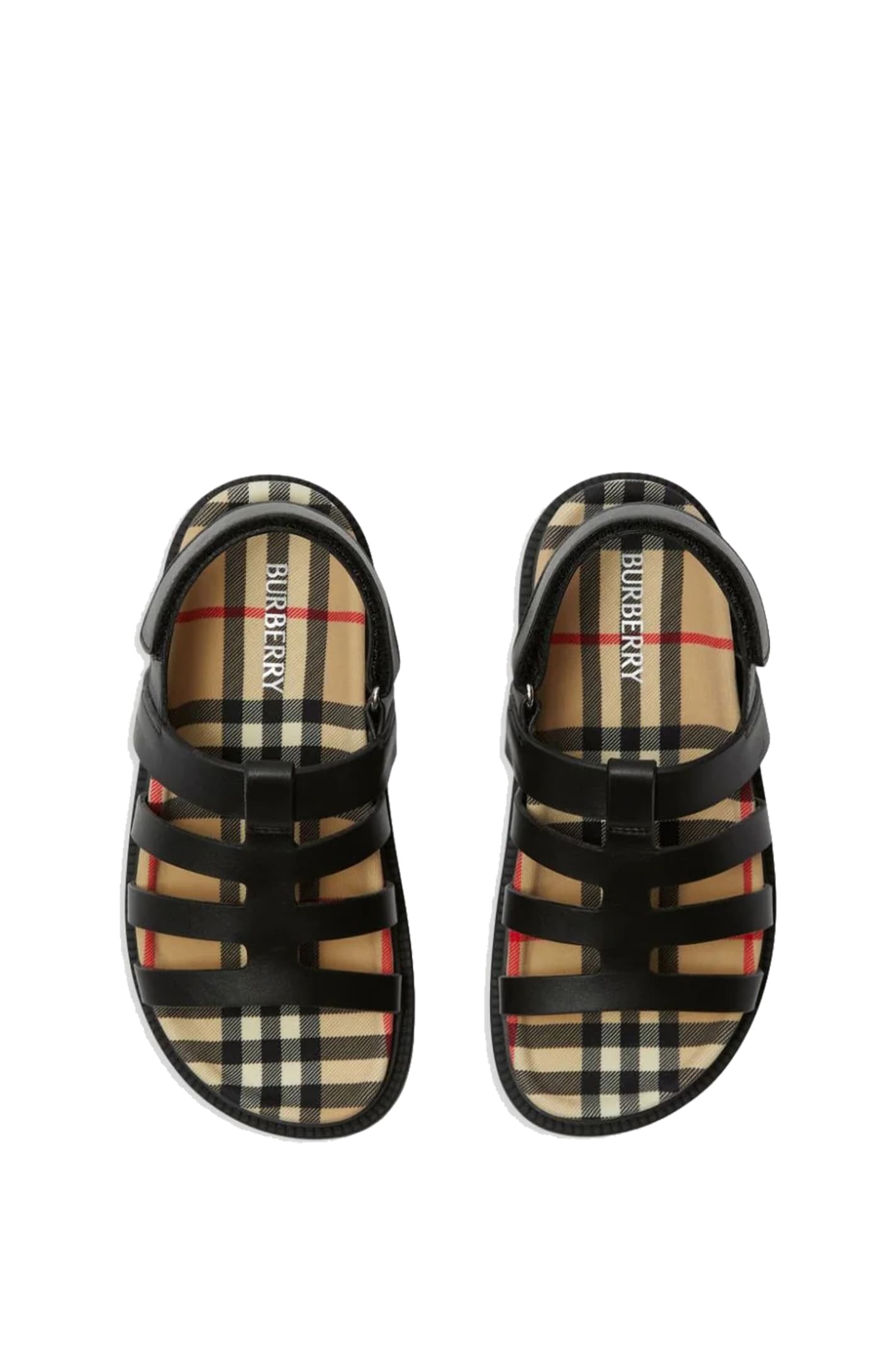 Shop Burberry Leather Sandals In Back