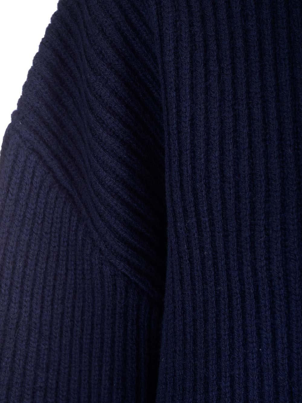 Shop Totême High-neck Knitted Jumper In Navy