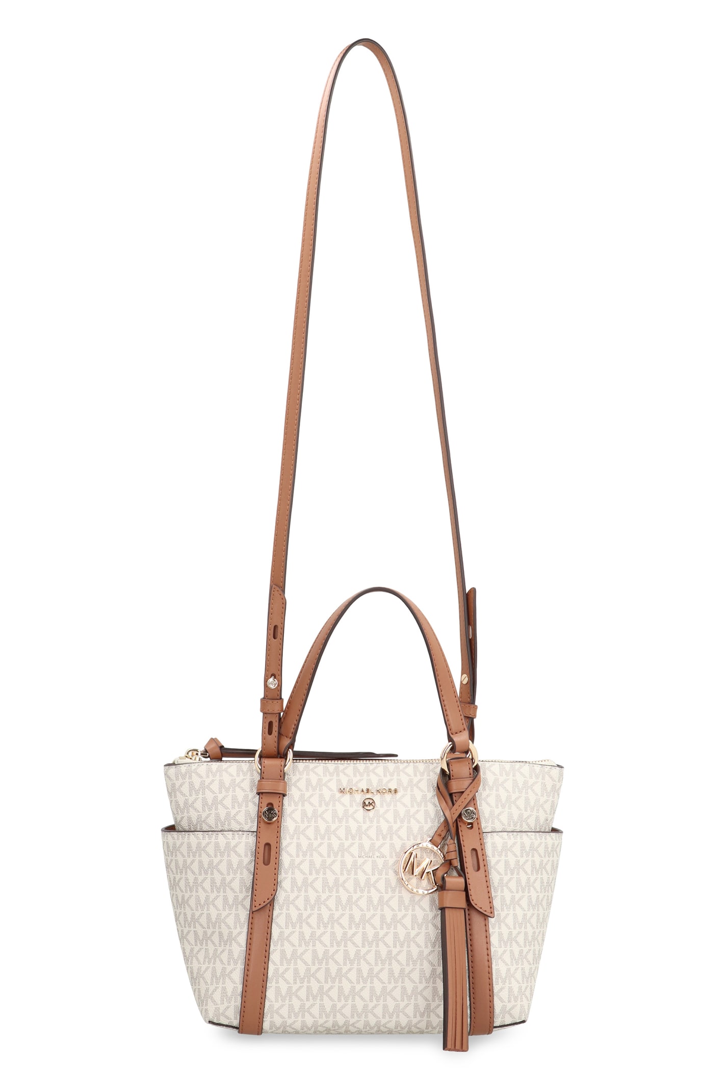 Shop Michael Michael Kors Sullivan Coated Canvas Tote In Panna