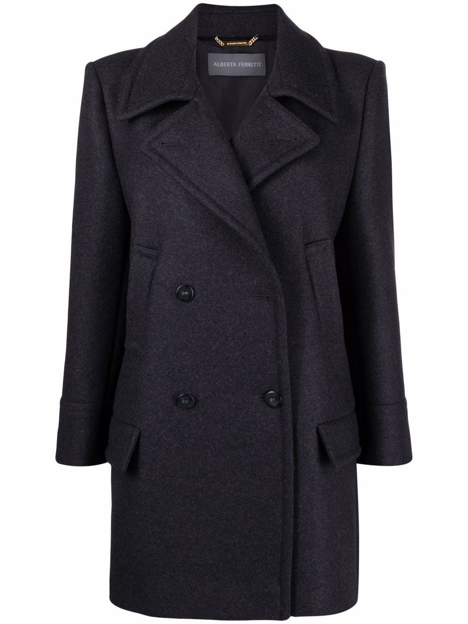 Alberta Ferretti Grey Wool Double-breasted Coat