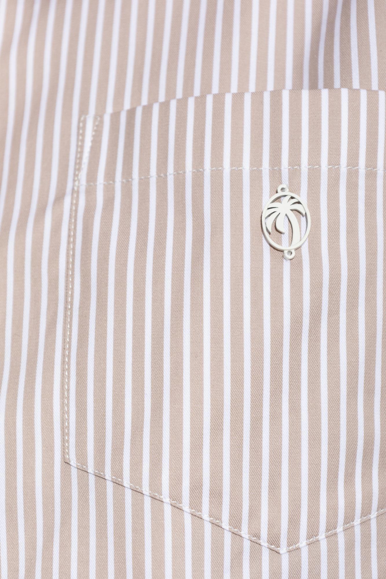 Palm Angels Shirt With Striped Pattern In Camel