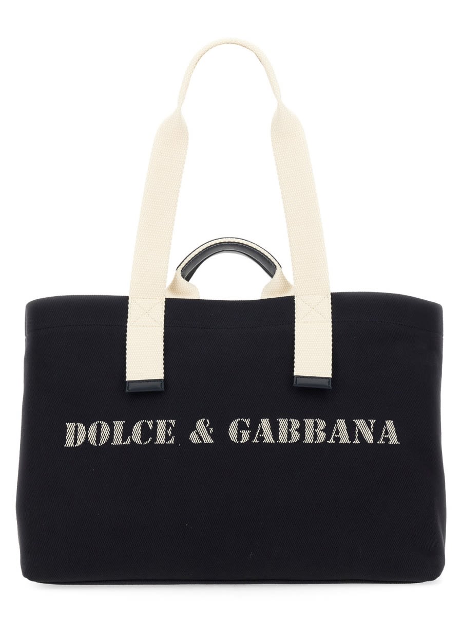 Shop Dolce & Gabbana Shopping Bag With Logo In Blue