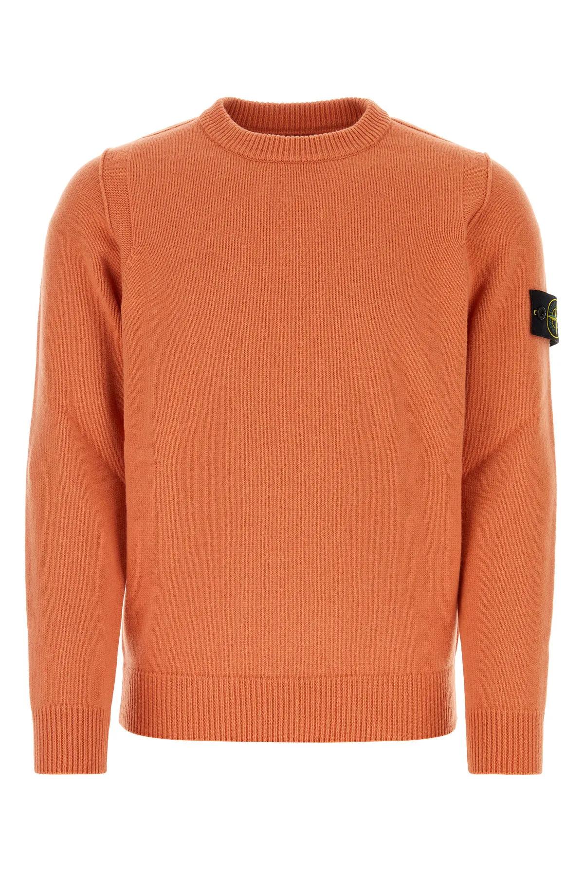 Shop Stone Island Orange Wool Blend Sweater In Arancio