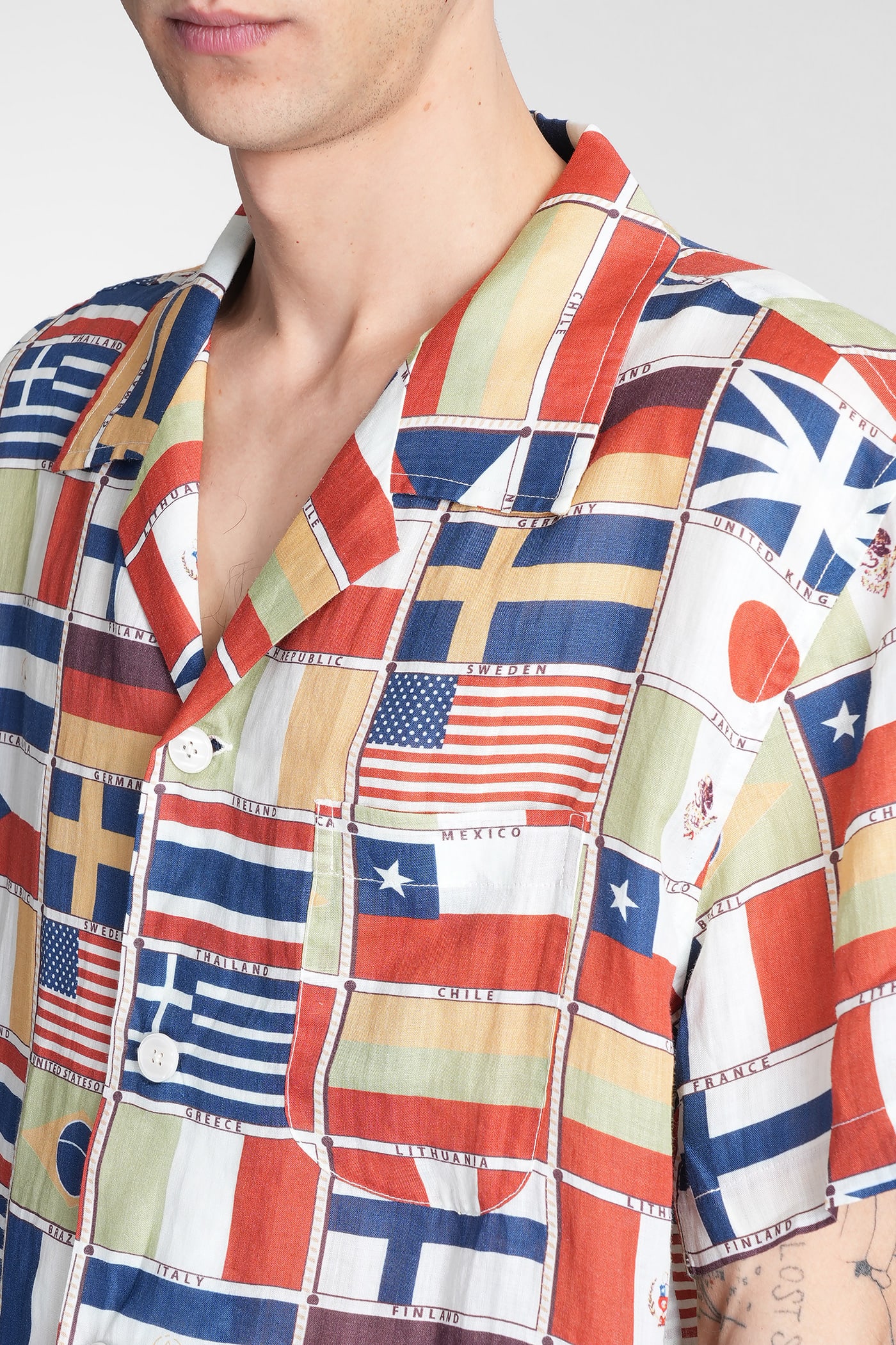Bode International Camp-collar Printed Linen Shirt In Multicolor