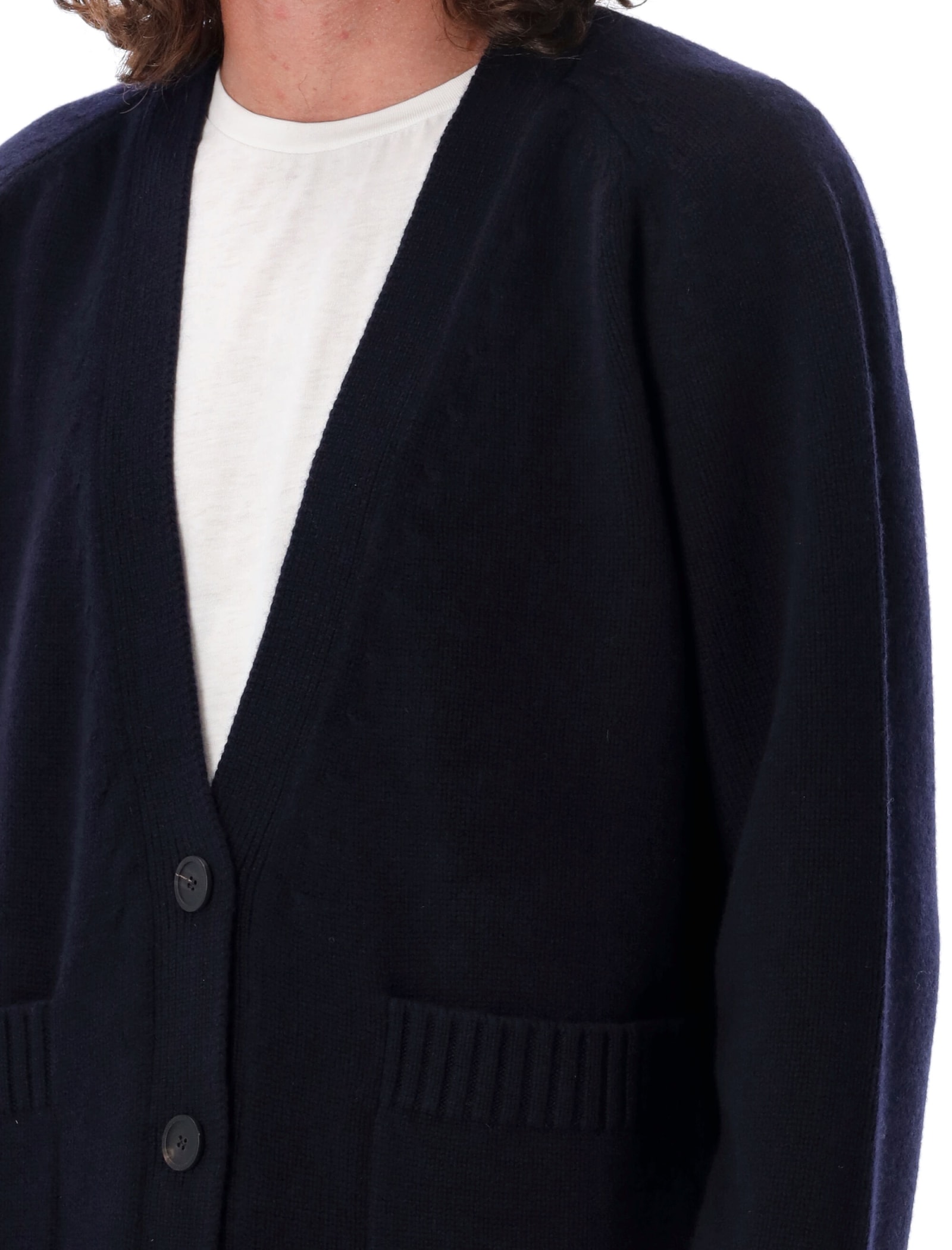 Shop Studio Nicholson English Lambswool Cardigan In Navy